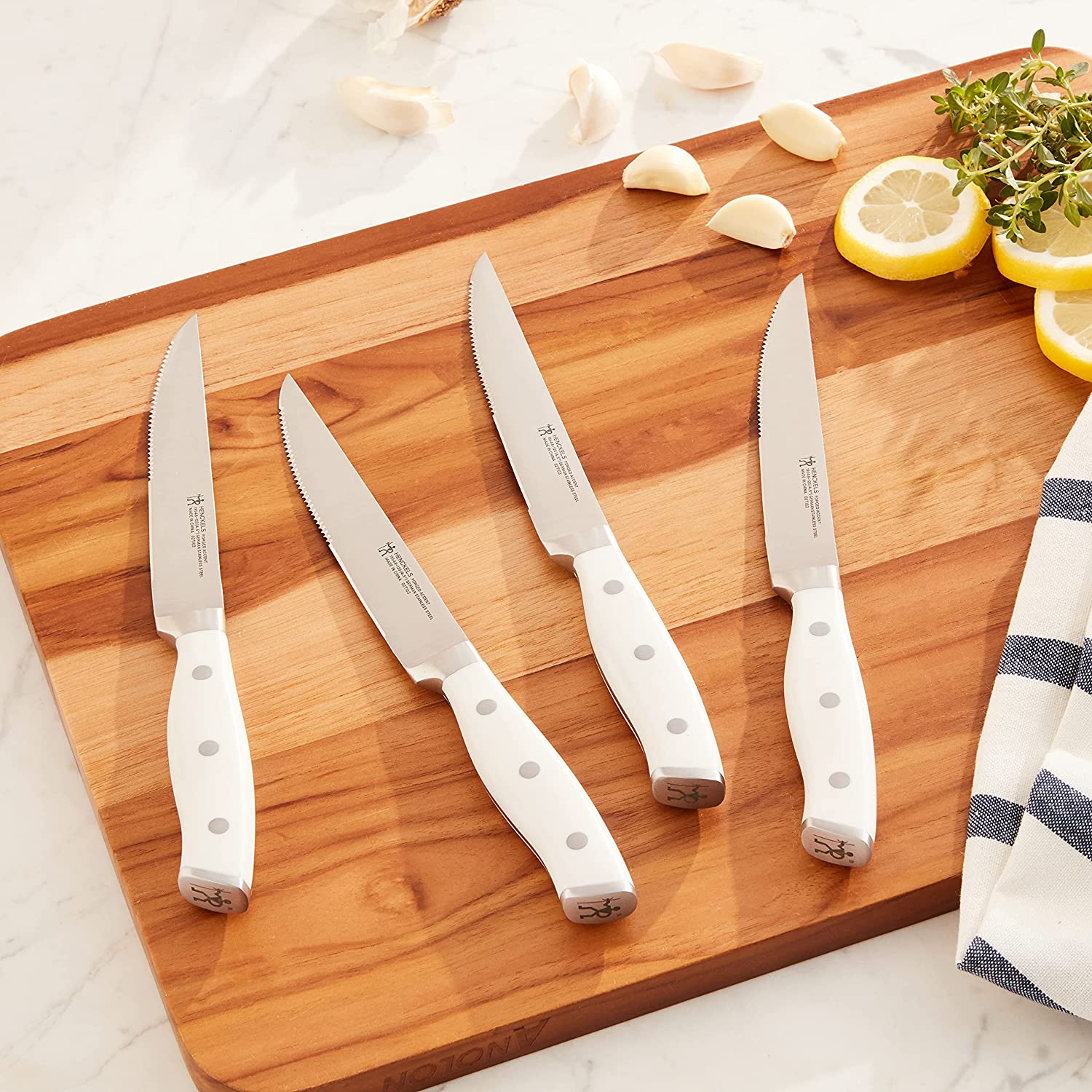 Henckels Forged Accent Set of 4 Steak Knife Set, White, German Engineered - Image 4