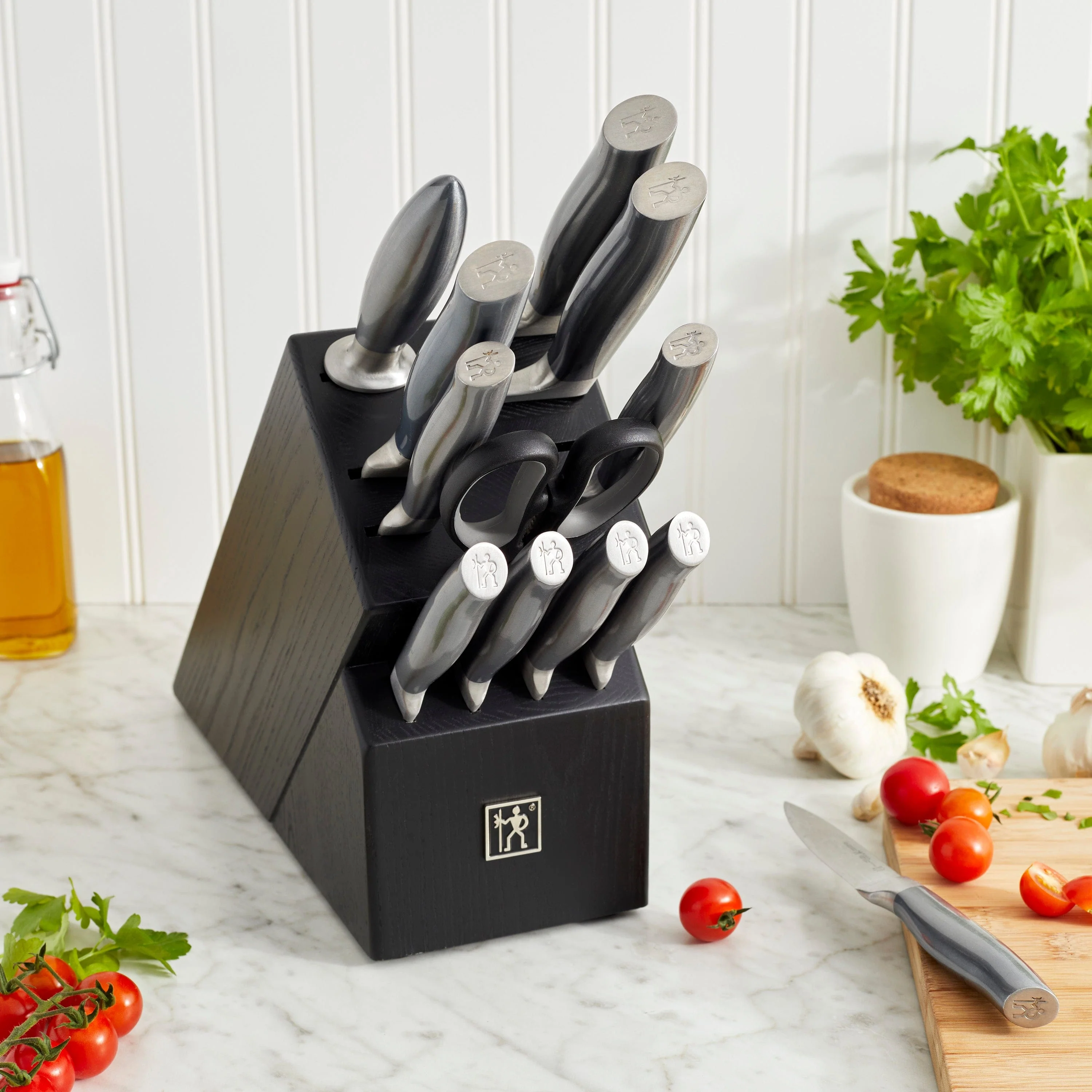 Henckels Graphite 13-pc Knife Set with Block, Knife Sharpener, Chef, Steak, Black, Stainless Steel - Image 2
