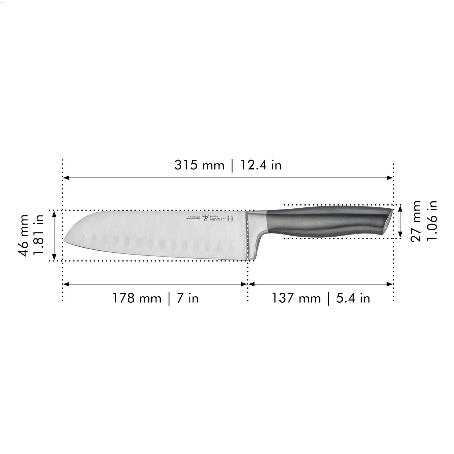 Henckels Graphite 7-inch Hollow Edge Santoku Knife - Image 3