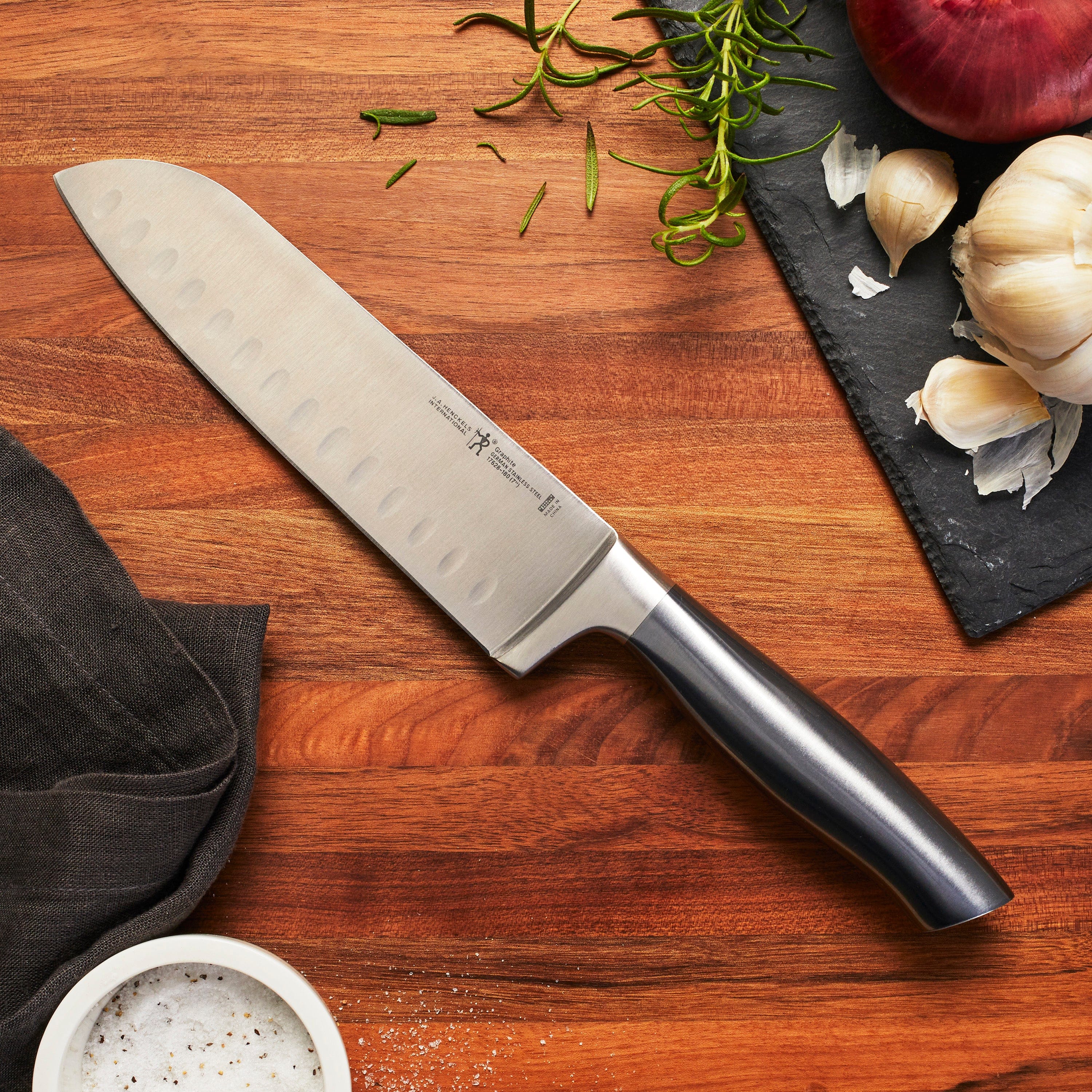 Henckels Graphite 7-inch Hollow Edge Santoku Knife - Image 4