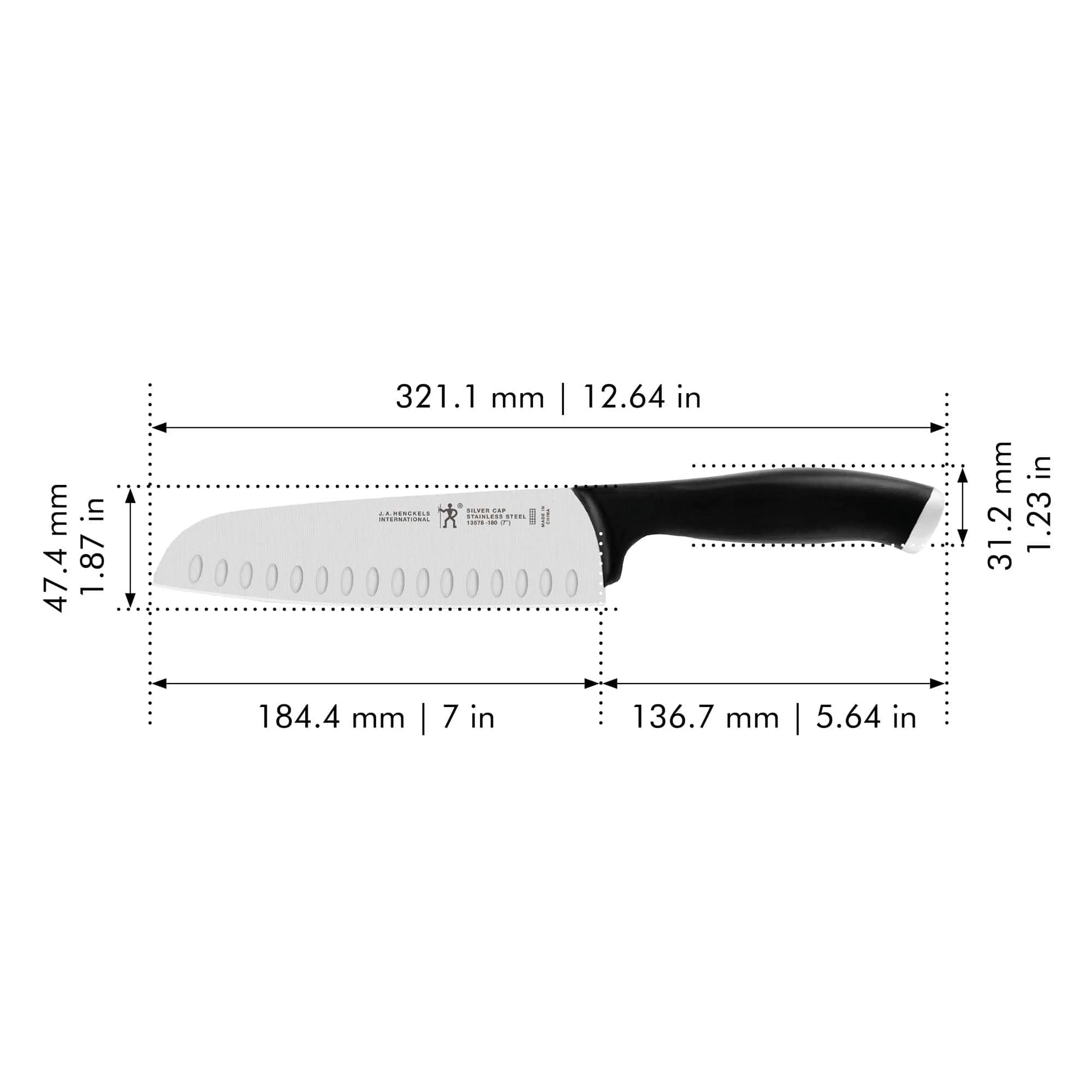 Henckels Silvercap 7-inch Hollow Edge Santoku Knife - Image 2