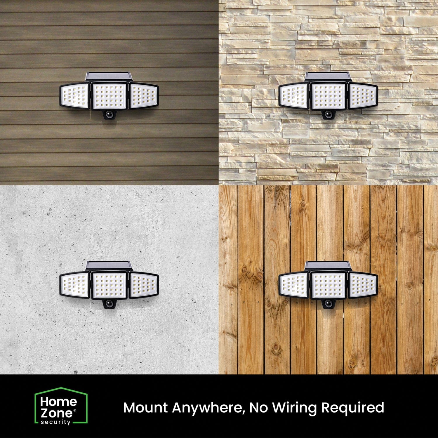 Home Zone Security 1000-Lumen Triple-Head Outdoor Solar LED Motion-Sensor Security Lights, 2 Pack - Image 3