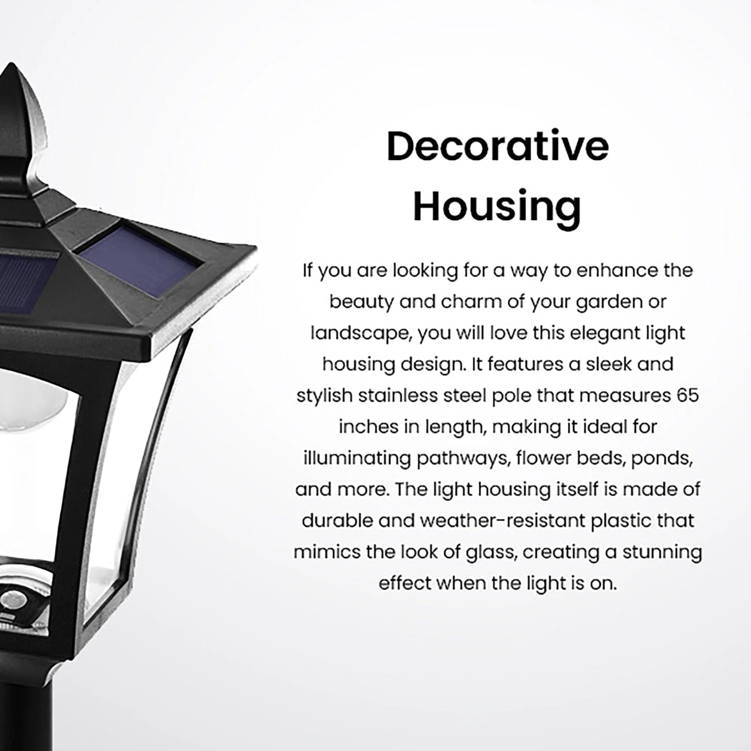 Home Zone Security 68-In. Solar-Powered Decorative Outdoor Post Lamp Light, ELI1581V - Image 5