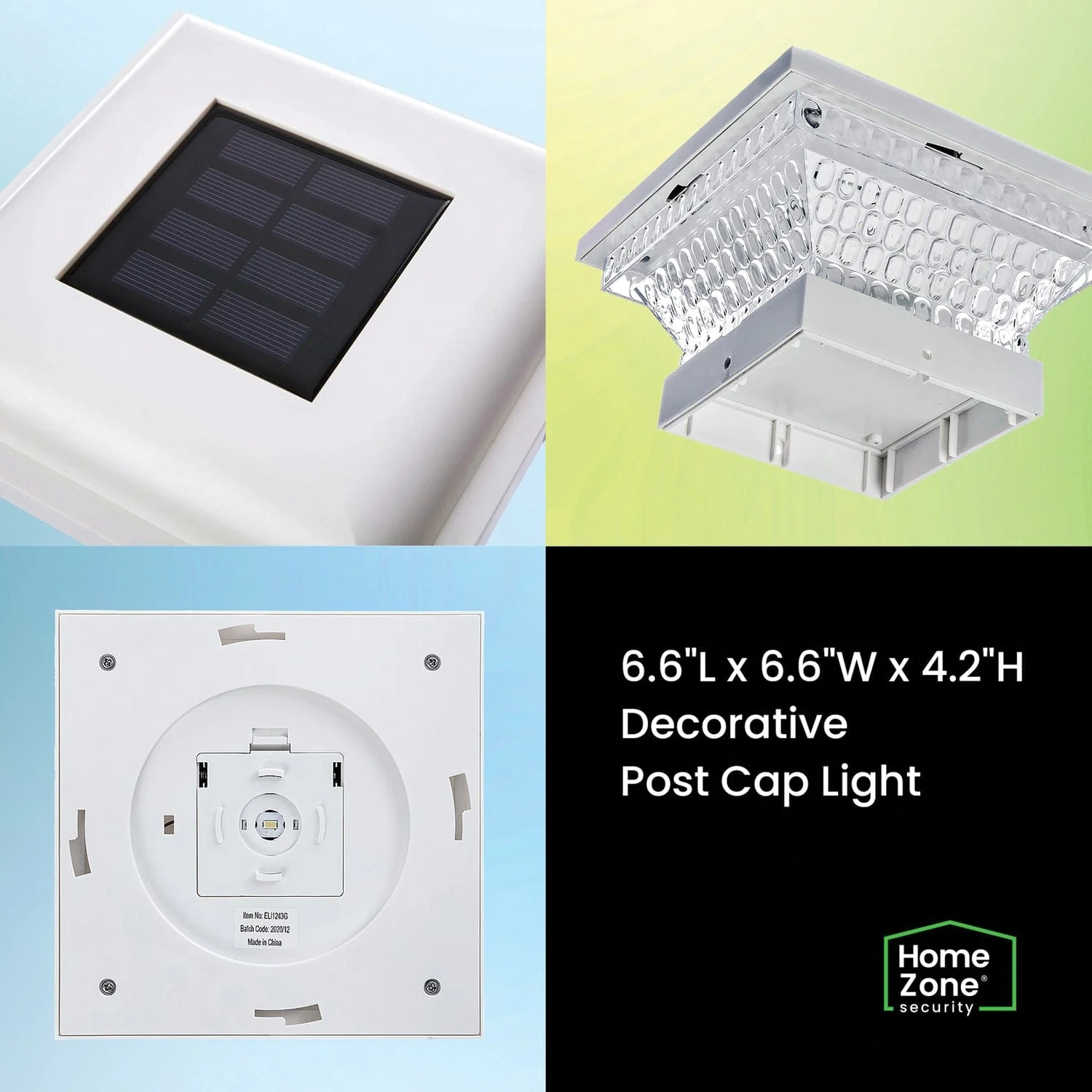 Home Zone Security Outdoor Solar Post Cap Lights for 3.5-In. x 3.5-In. and 4-In. x 4-In. Posts, 2 Pack, White - Image 2