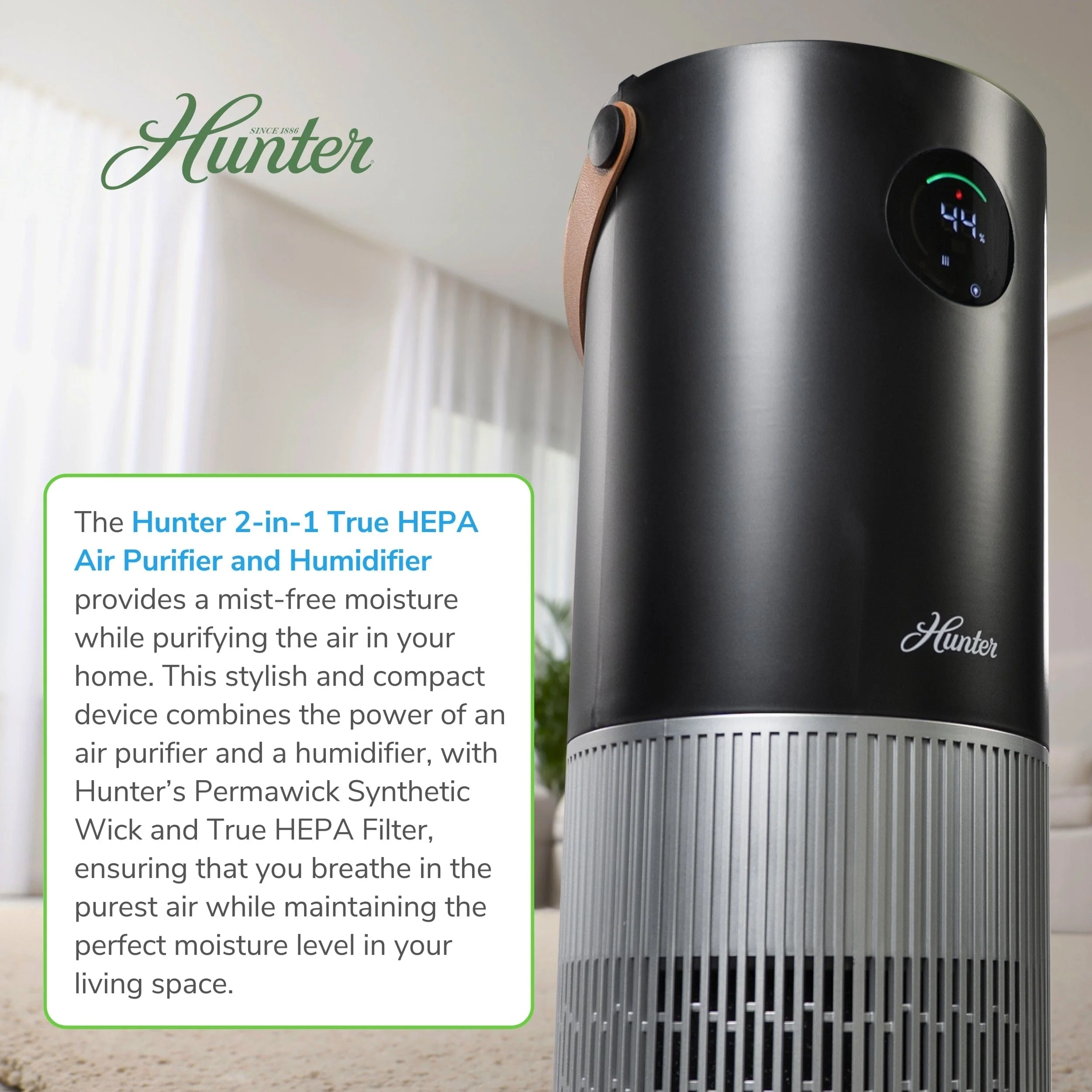Hunter 2-in-1 True HEPA Mist-Free Air Purifier & Humidifier, HPH625 - Image 5
