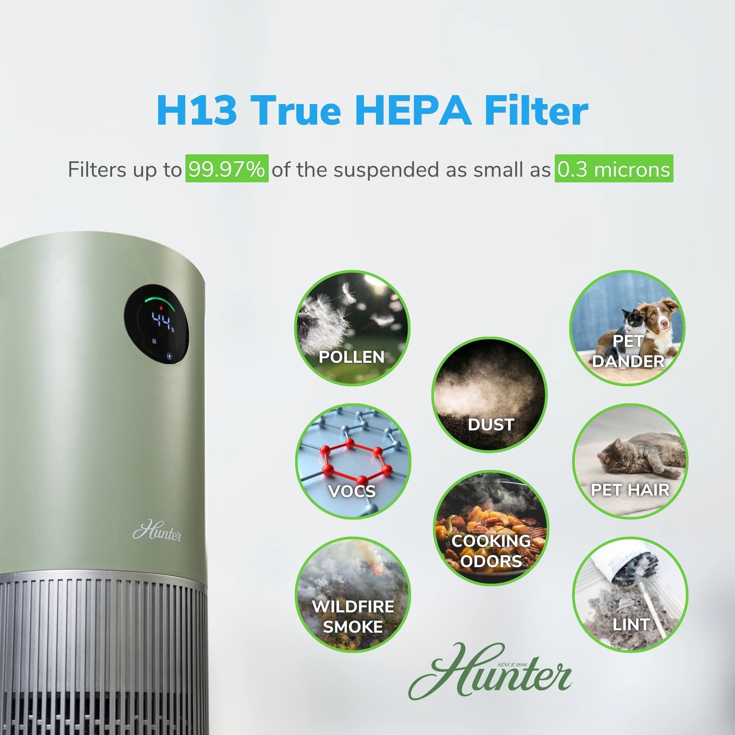 Hunter 2-in-1 True HEPA Mist-Free Air Purifier & Humidifier, HPH625 - Image 9