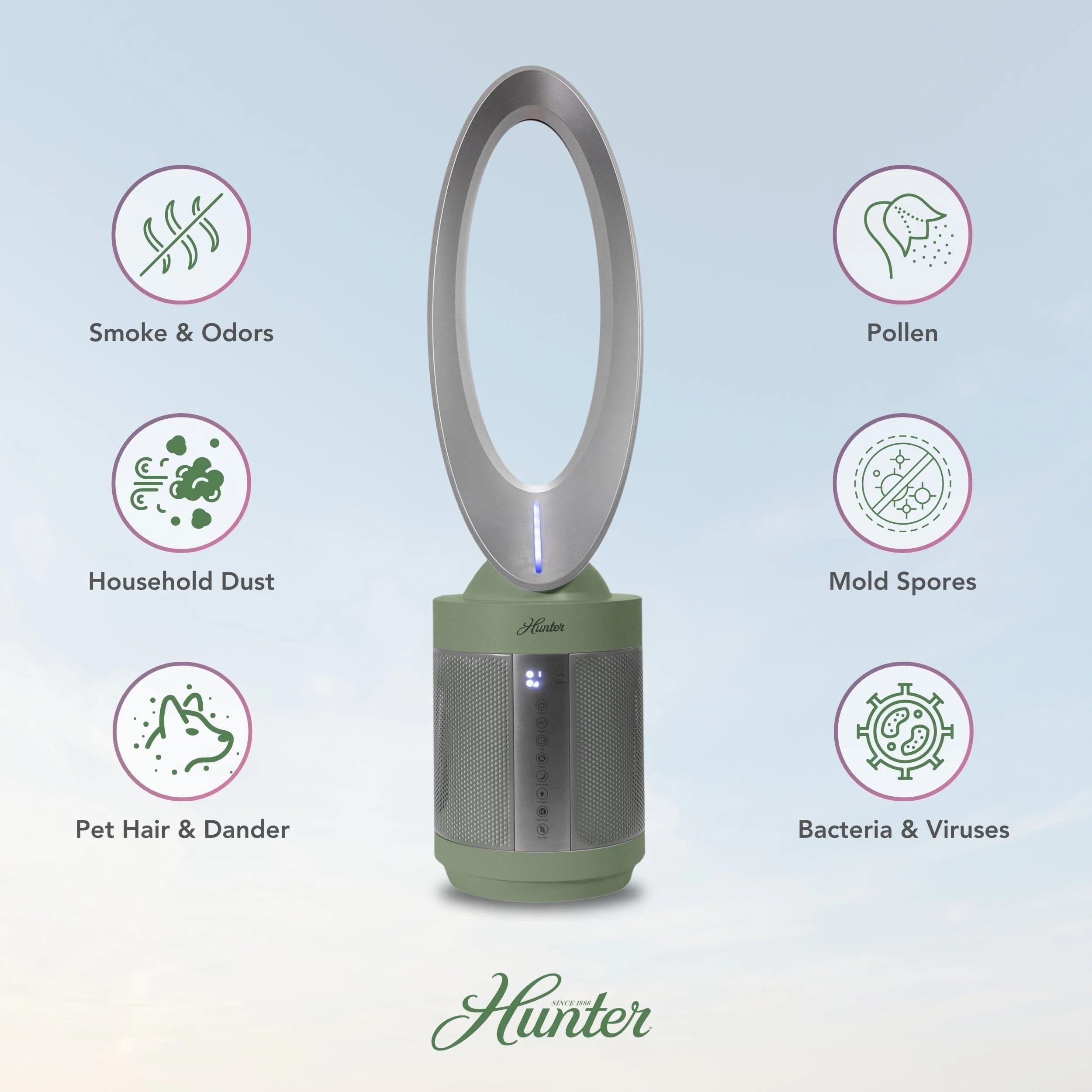 Hunter ExtremeAir Tower Bladeless Air Purifier Fan 2-in-1 for Home Combo, True HEPA, HPF520 - Image 4