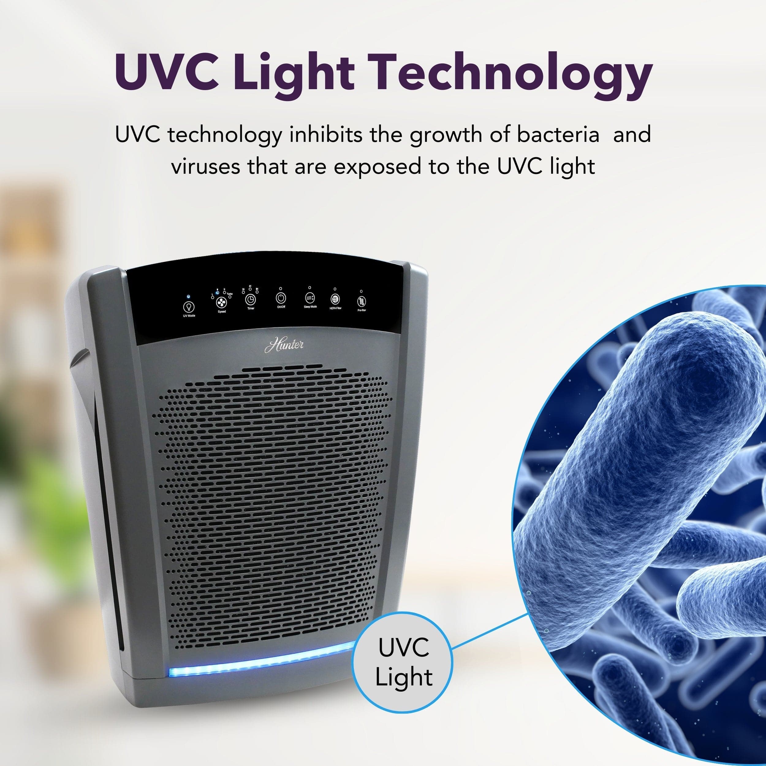Hunter Large UVC Multi-Room Console HEPA Filter Air Purifier, HP850UV - Image 15