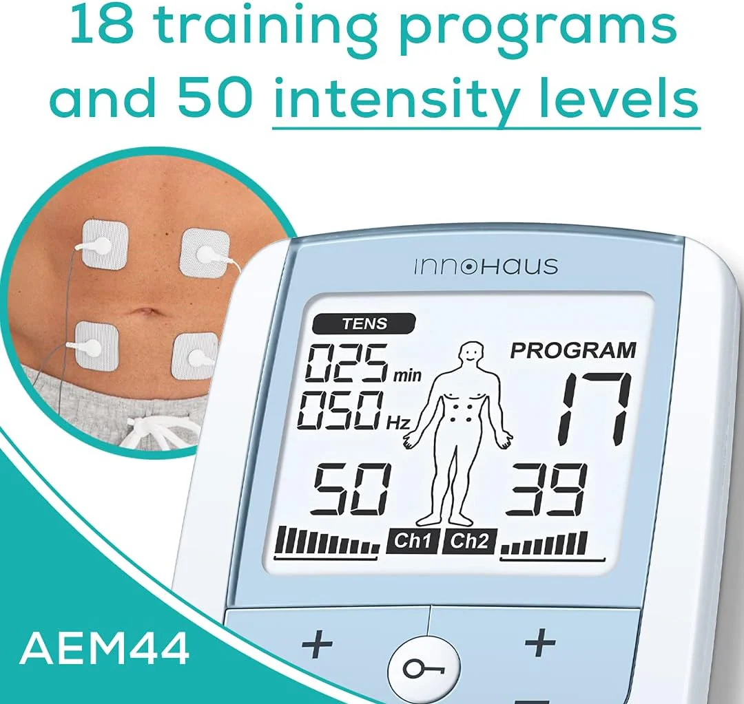 Innohaus TENS Unit Muscle Stimulator with 50 Intensity Levels for Pain Relief and Muscle Recovery, White - Image 4