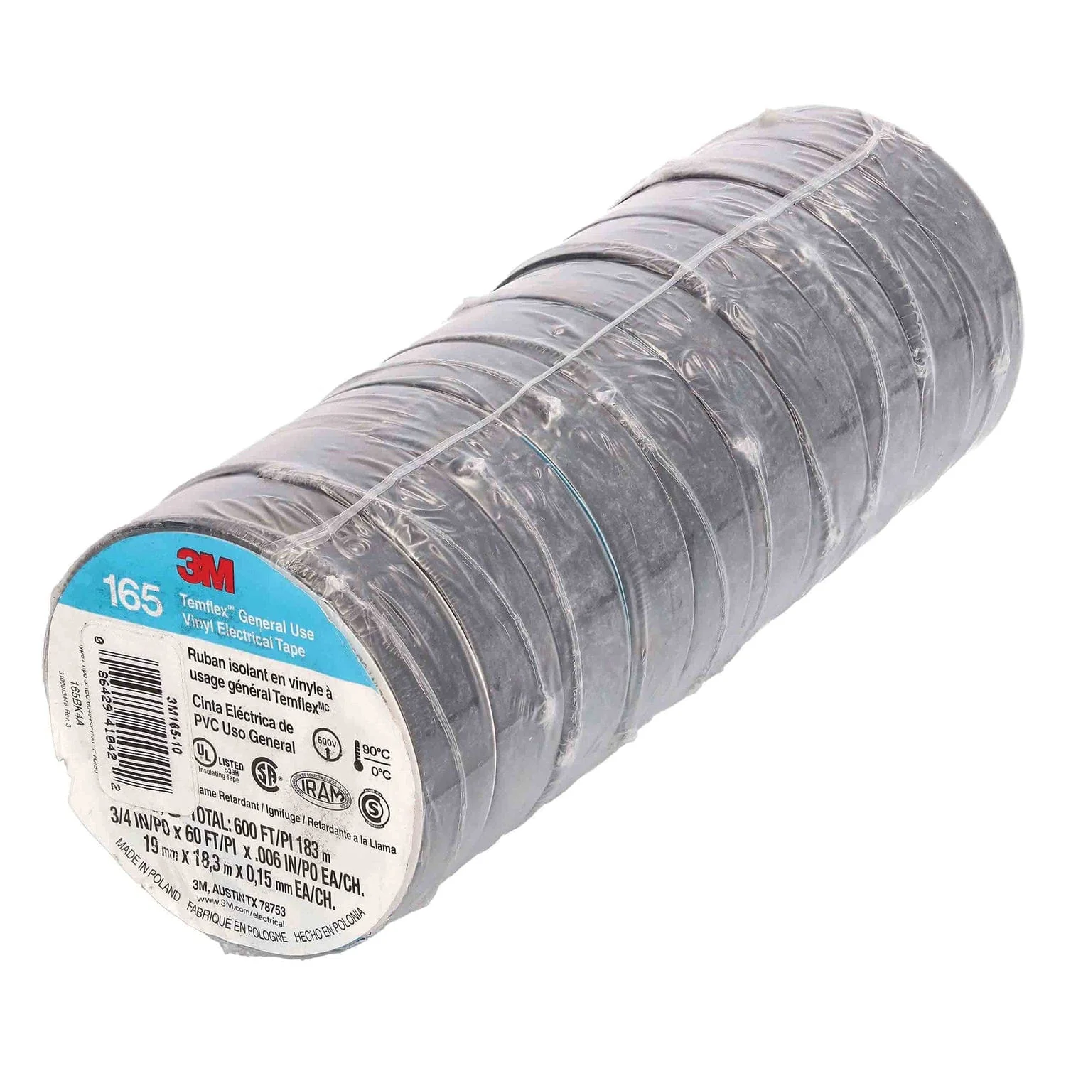 Install Bay 3M Temflex 3/4-Inch Economy Vinyl Electrical Tape 165, 60 Feet, 10 Pack