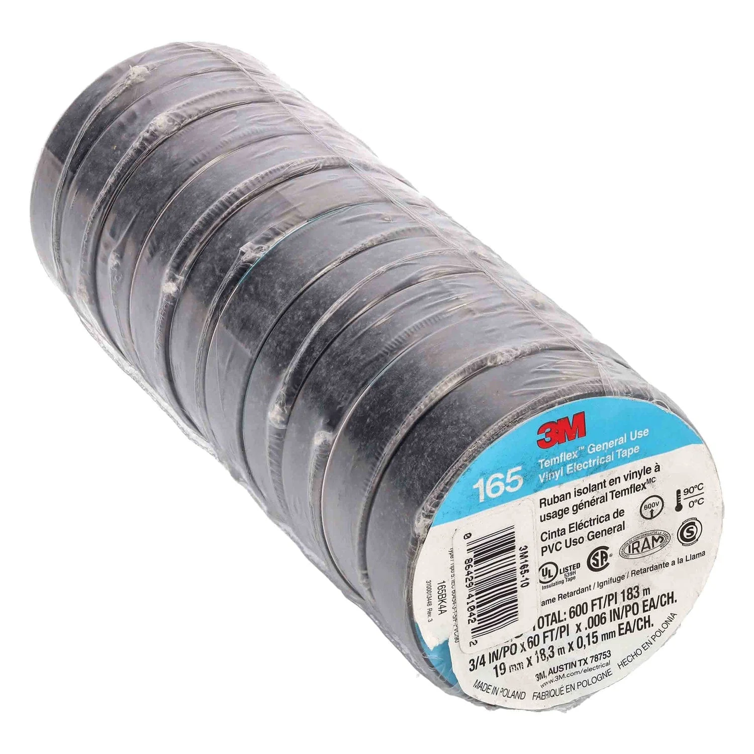 Install Bay 3M Temflex 3/4-Inch Economy Vinyl Electrical Tape 165, 60 Feet, 10 Pack - Image 2