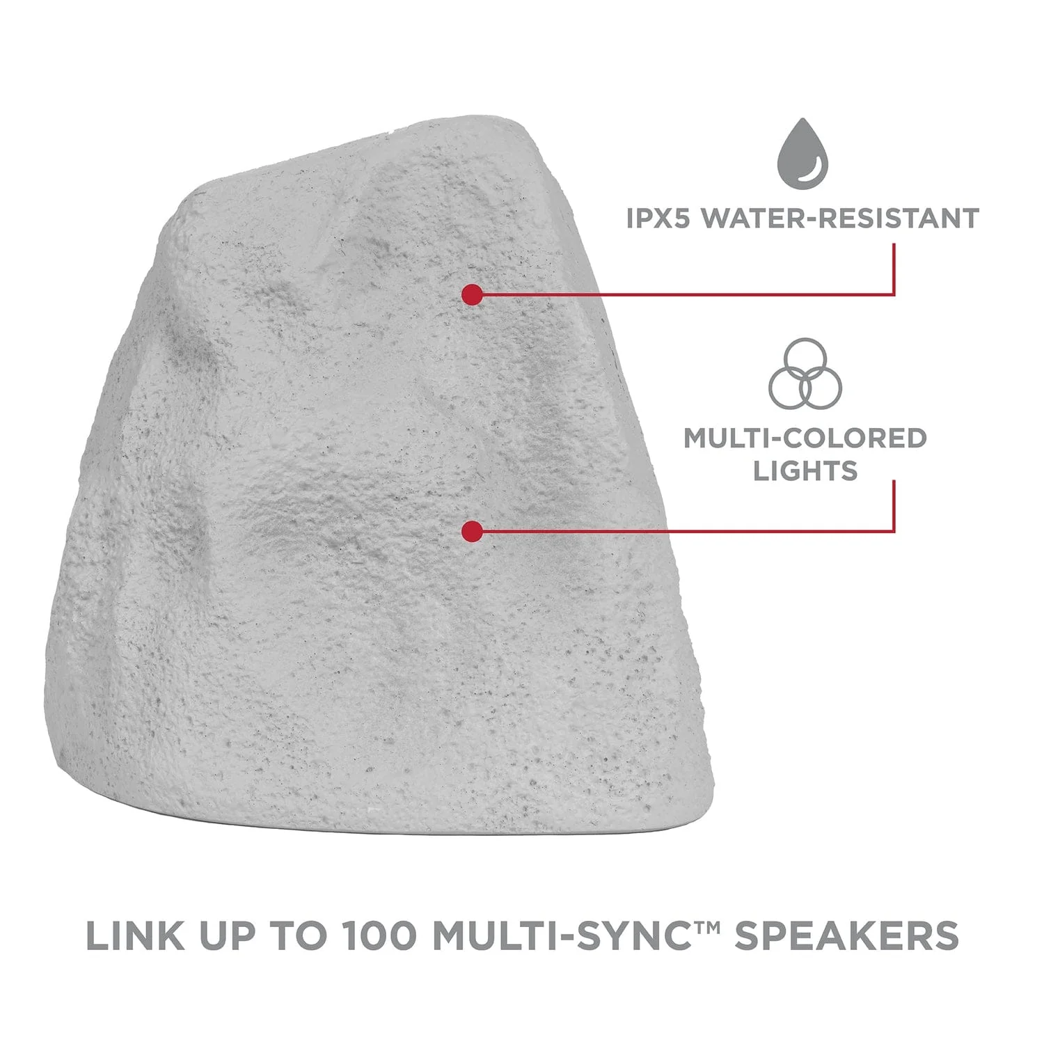 ION Glow Stone Link Solar Bluetooth Multi-Sync 10-Watt-Peak Outdoor Rock Speaker with LED Lights - Image 3