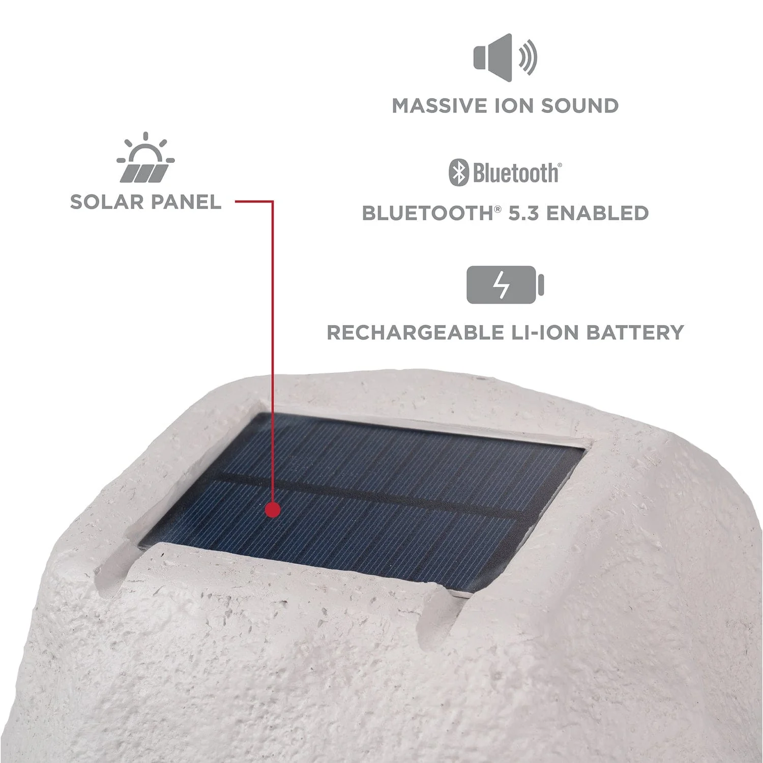 ION Glow Stone Link Solar Bluetooth Multi-Sync 10-Watt-Peak Outdoor Rock Speaker with LED Lights - Image 4