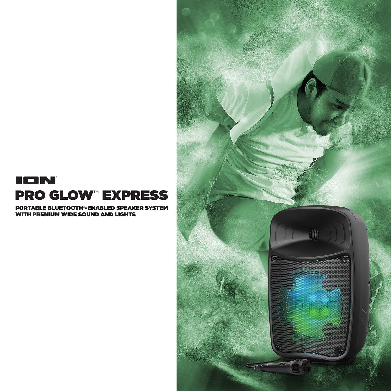ION Pro Glow Express Portable Bluetooth PA Speaker with Lights, Sonic Wide Audio, and Microphone, Black - Image 5