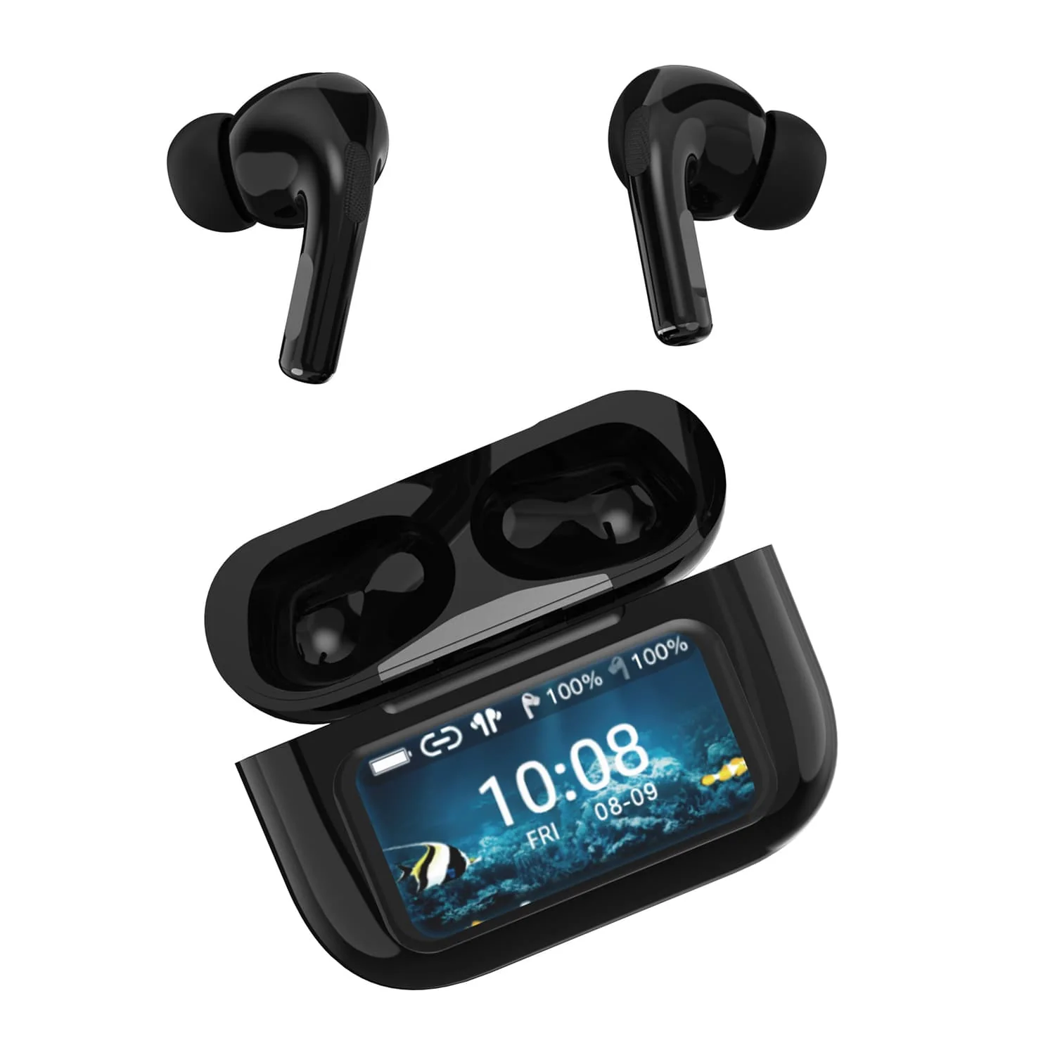 IQ Sound iQ Edge Pro TWS Bluetooth In-Ear Earbuds with Mic and Smart Display Charging Case, ANC and ENC, up to 20 Hours Play Time, IQ-341ANC, Black - Image 5