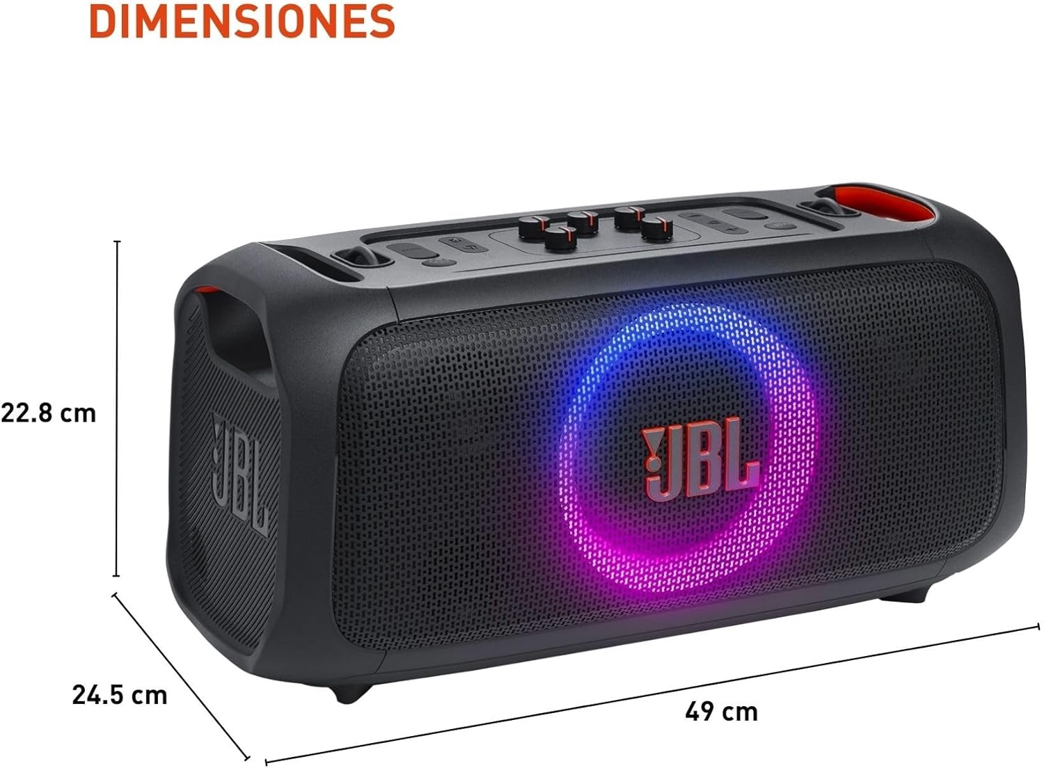 JBL PartyBox On-The-Go Essential, Portable Party Speaker with Built-In Lights and Wireless Mic, Black - Certified Refurbished - Image 3