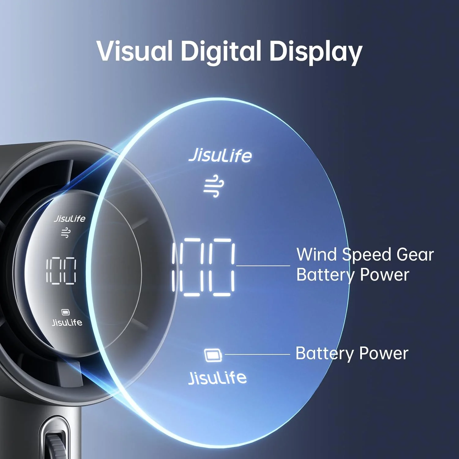 JisuLife Portable Handheld Fan Pro 1S, 1-100 Speed, Adjustable Turbo Mini Rechargeable Personal Fan, Dark Grey - Image 5