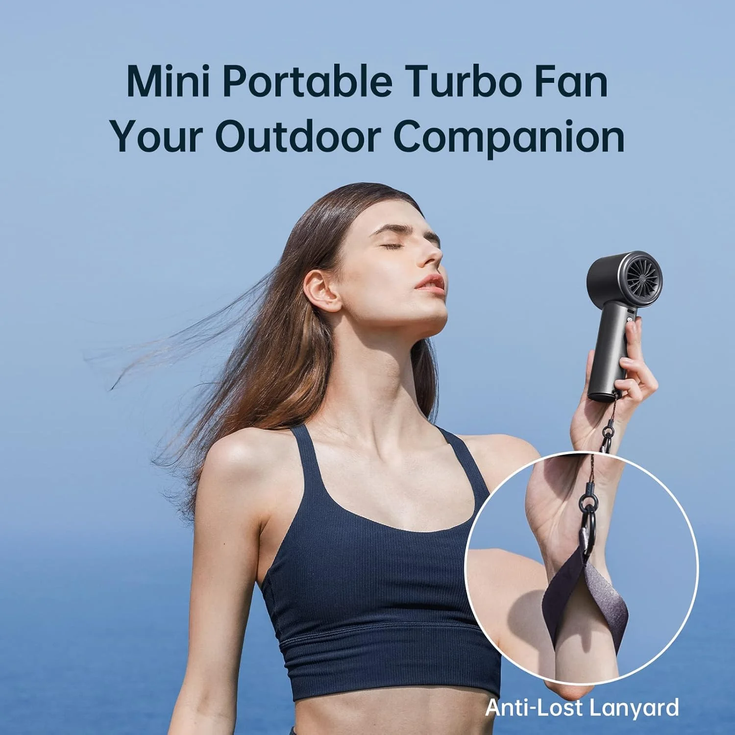 JisuLife Portable Handheld Fan Pro 1S, 1-100 Speed, Adjustable Turbo Mini Rechargeable Personal Fan, Dark Grey - Image 9