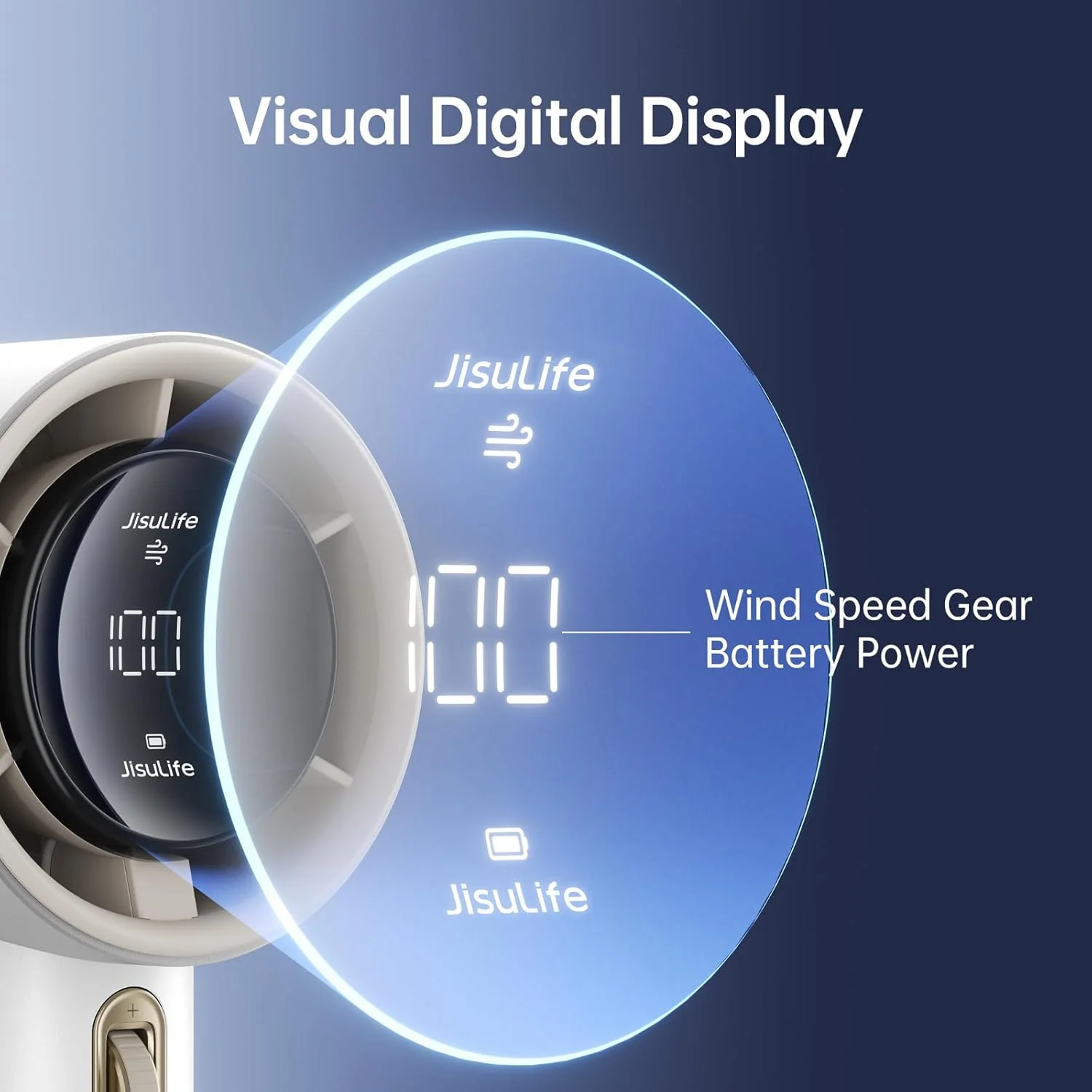 JisuLife Portable Handheld Fan Pro 1S, 1-100 Speed, Adjustable Turbo Mini Rechargeable Personal Fan, White - Image 6