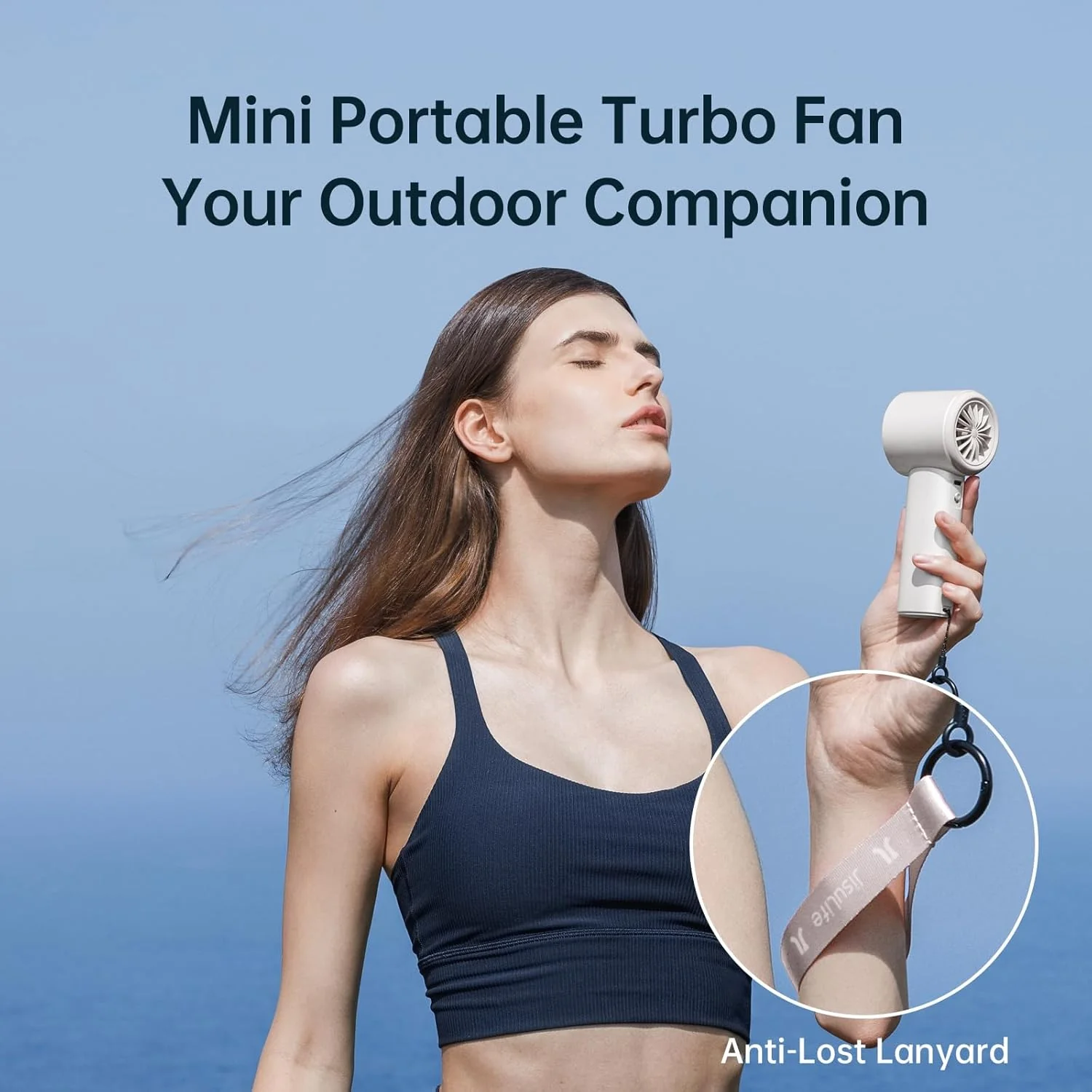 JisuLife Portable Handheld Fan Pro 1S, 1-100 Speed, Adjustable Turbo Mini Rechargeable Personal Fan, White - Image 9