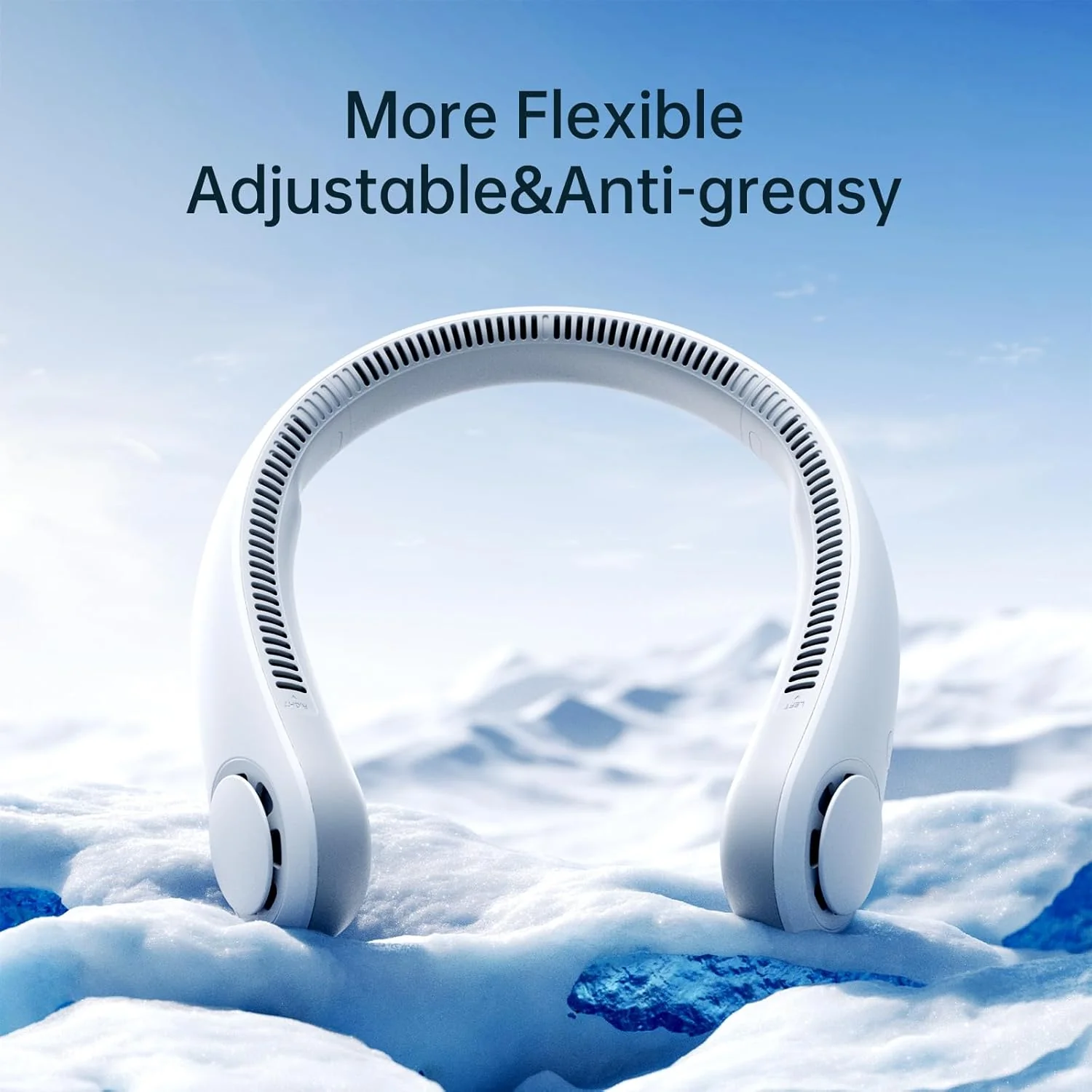 JisuLife Portable Neck Fan, Hands-Free Bladeless, 5-Speed, Wearable Personal Fan, Twistable, Rechargeable, White/Light Grey - Image 10
