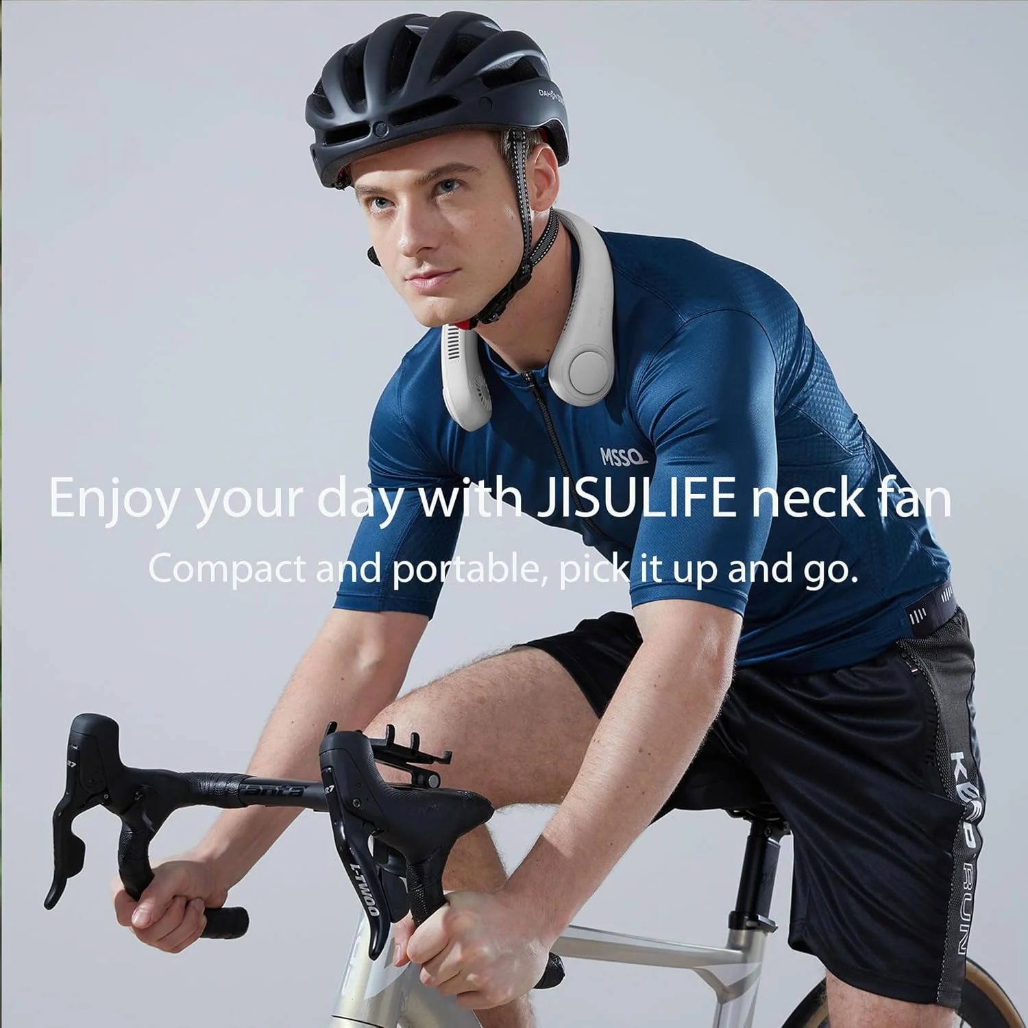 JisuLife Portable Neck Fan, Hands-Free Bladeless, 5-Speed, Wearable Personal Fan, Twistable, Rechargeable, White/Light Grey - Image 11