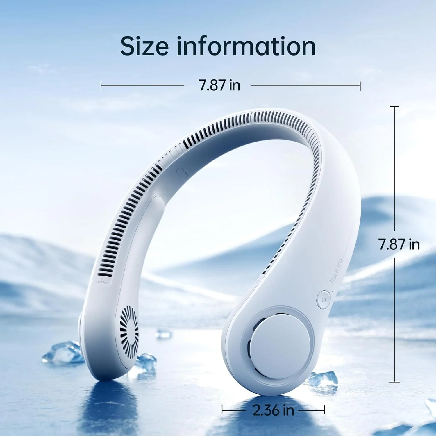 JisuLife Portable Neck Fan, Hands-Free Bladeless, 5-Speed, Wearable Personal Fan, Twistable, Rechargeable, White/Light Grey - Image 5
