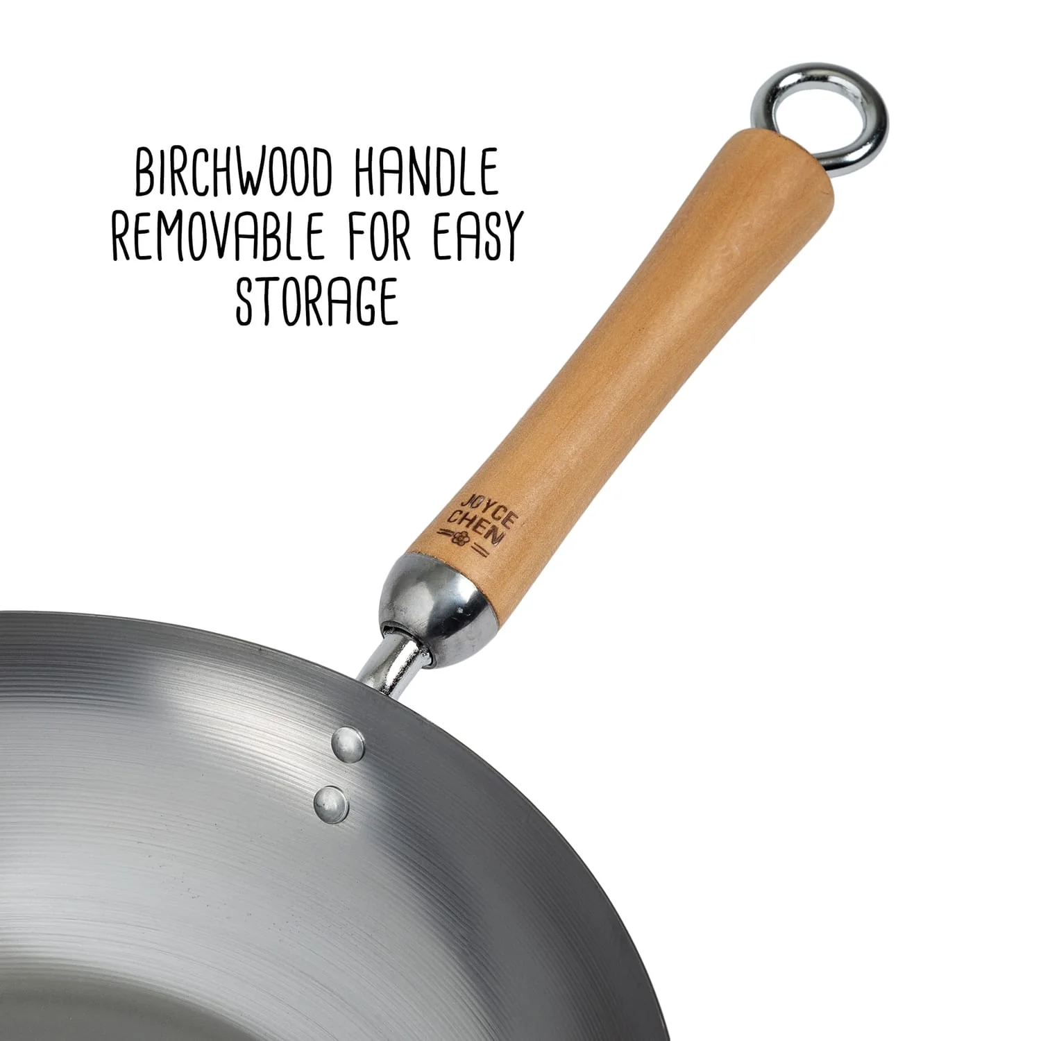 Joyce Chen 12-In. Classic Series Carbon Steel Stir Fry Pan with Birch Handle - Image 3