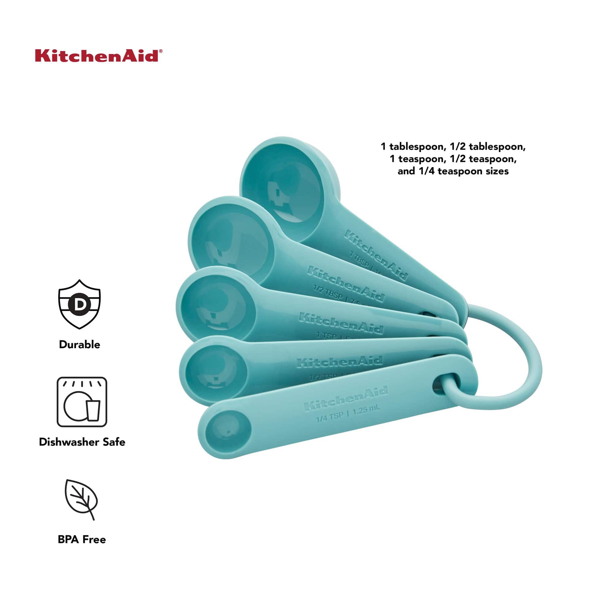 KitchenAid Universal Measuring Spoons, Set of 5, Aqua Sky - Image 3