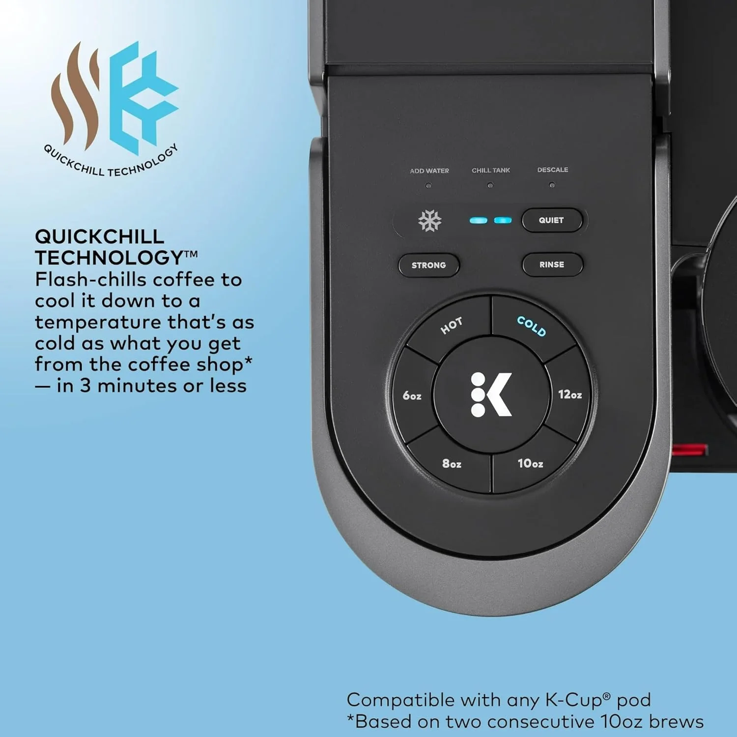 Keurig K-Brew+Chill Single-Serve K-Cup Coffee Maker, MultiStream and QuickChill Technology, 70oz. Removable Reservoir, Black - Certified Refurbished - Image 10