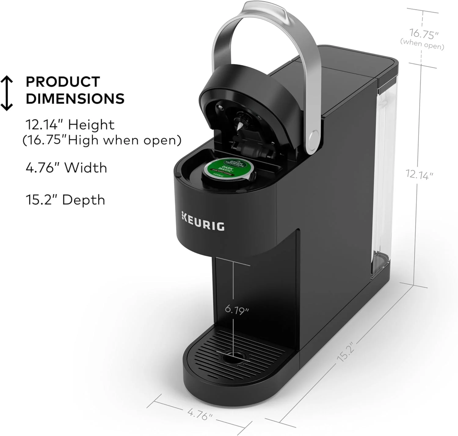 Keurig K-Slim Single Serve K-Cup Pod Coffee Maker, MultiStream Tech, 3 Brew Sizes, 46oz Removable Reservoir, Black - Open Box - Image 3