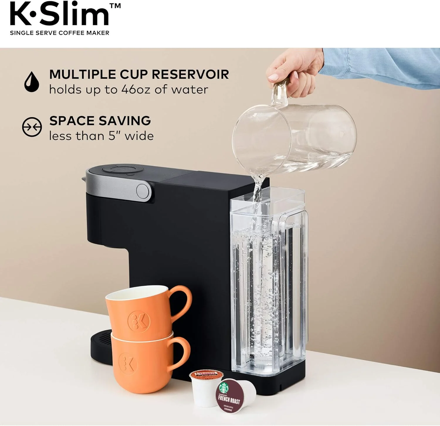 Keurig K-Slim Single Serve K-Cup Pod Coffee Maker, MultiStream Tech, 3 Brew Sizes, 46oz Removable Reservoir, Black - Open Box - Image 6