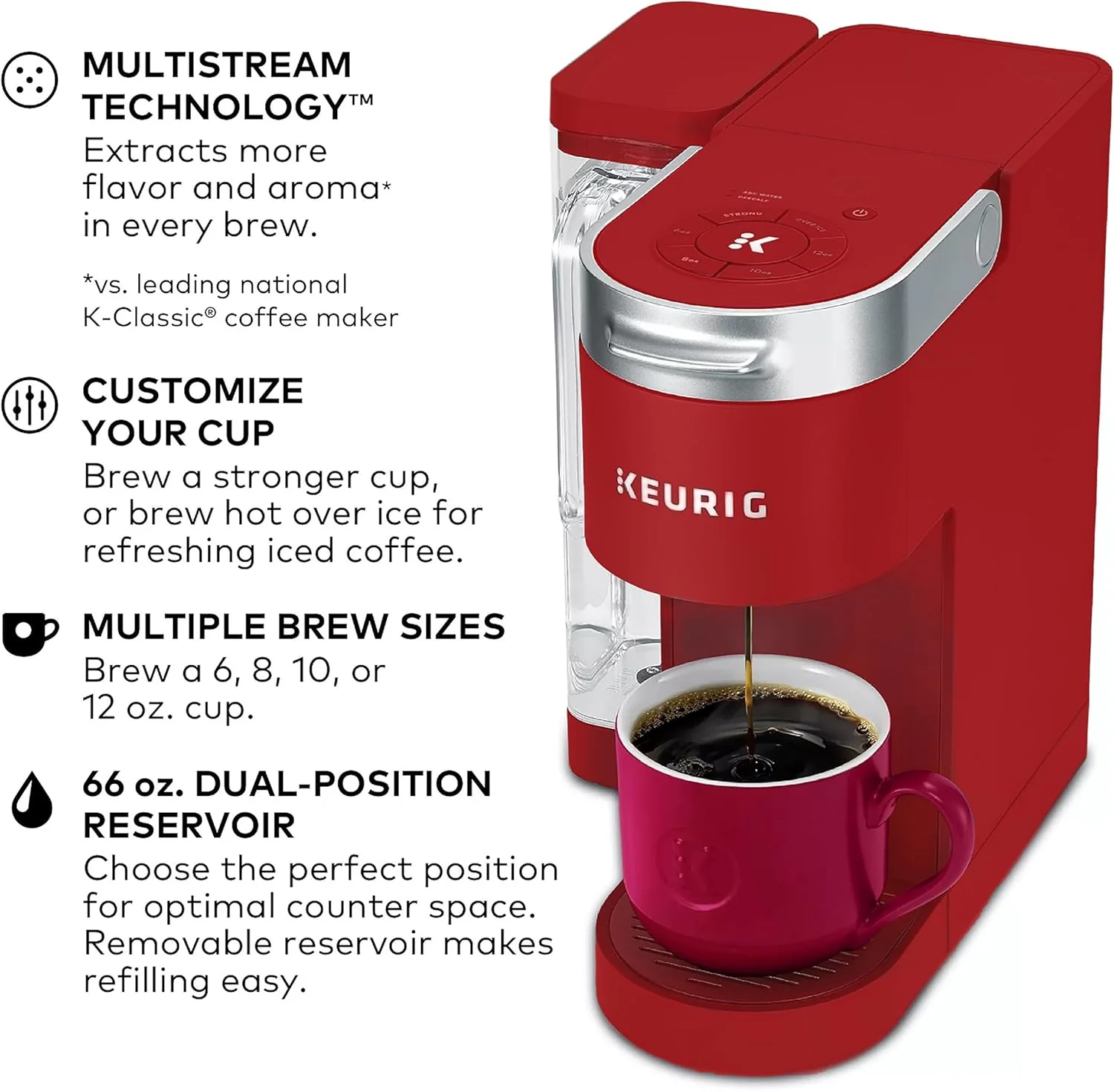 Keurig K-Supreme Single Serve K-Cup Pod Coffee Maker, Red - Certified Refurbished - Image 4
