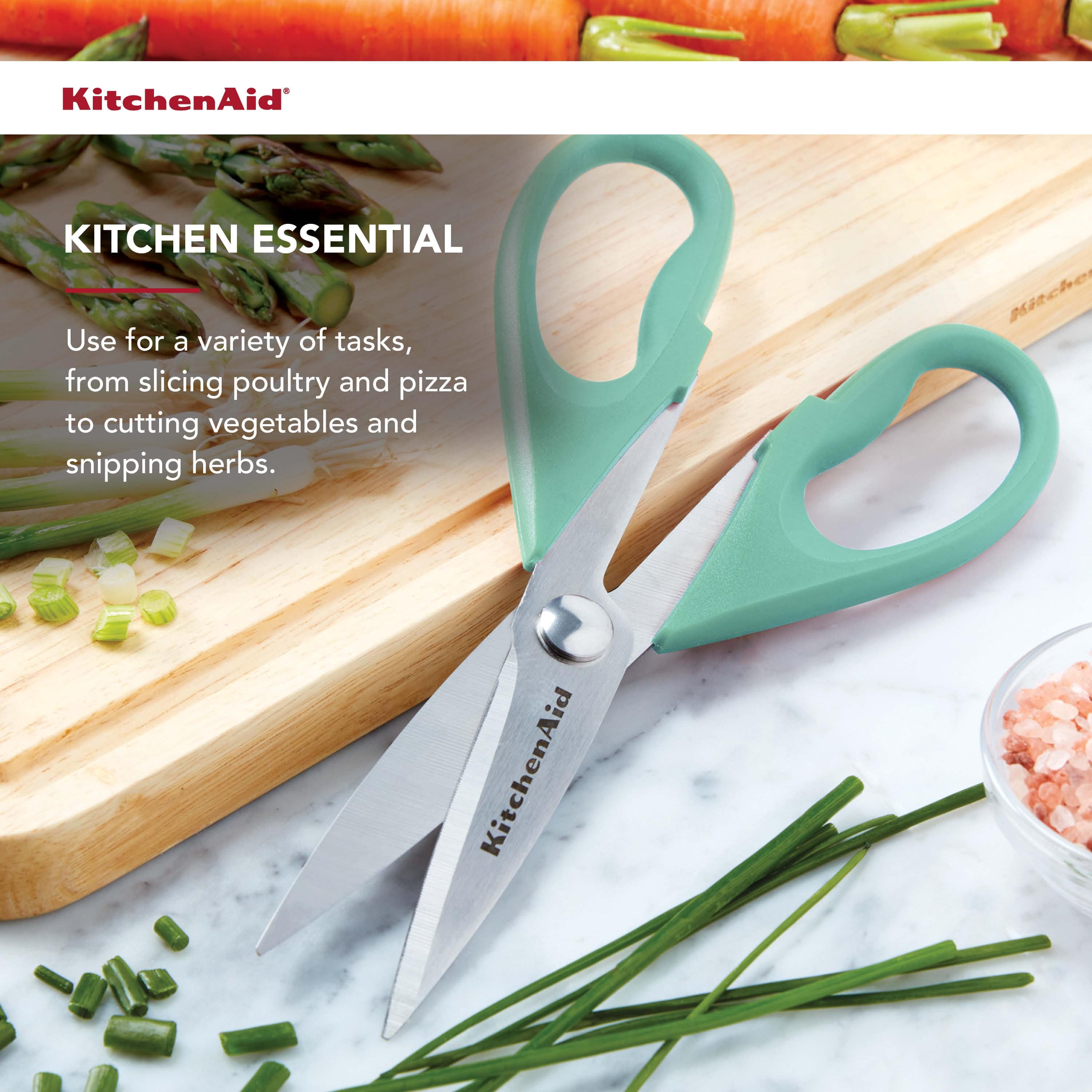 KitchenAid All Purpose Kitchen Shears with Protective Sheath for Everyday use, Dishwasher Safe Stainless Steel Scissors with Comfort Grip, 8.72-Inch, Aqua Sky - Image 3