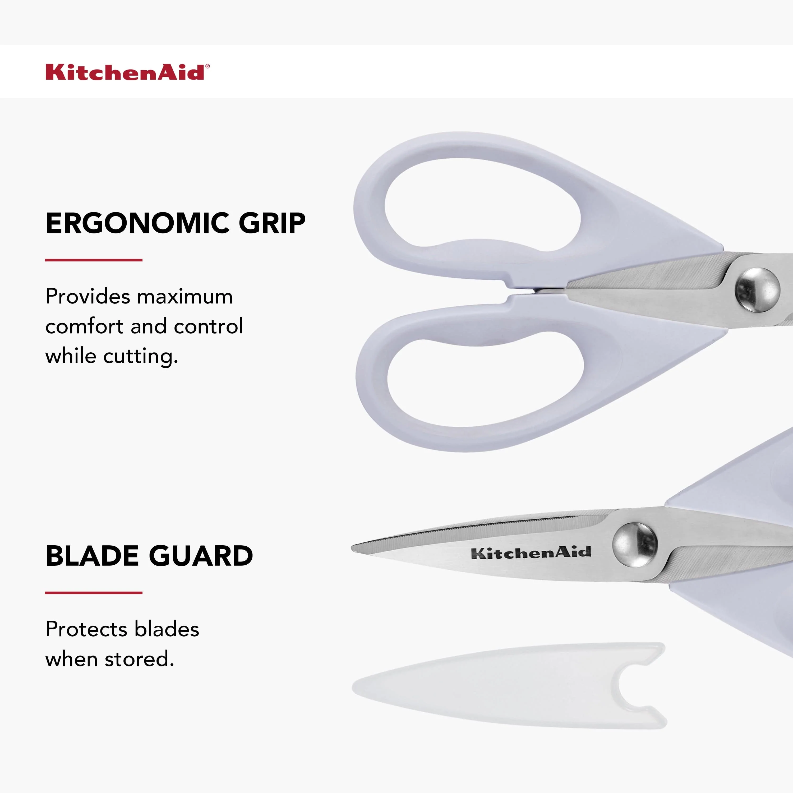 KitchenAid All Purpose Kitchen Shears, Protective Sheath, Dishwasher Safe Stainless Steel Scissors, 8.72-Inch, Lavendar Cream - Image 3