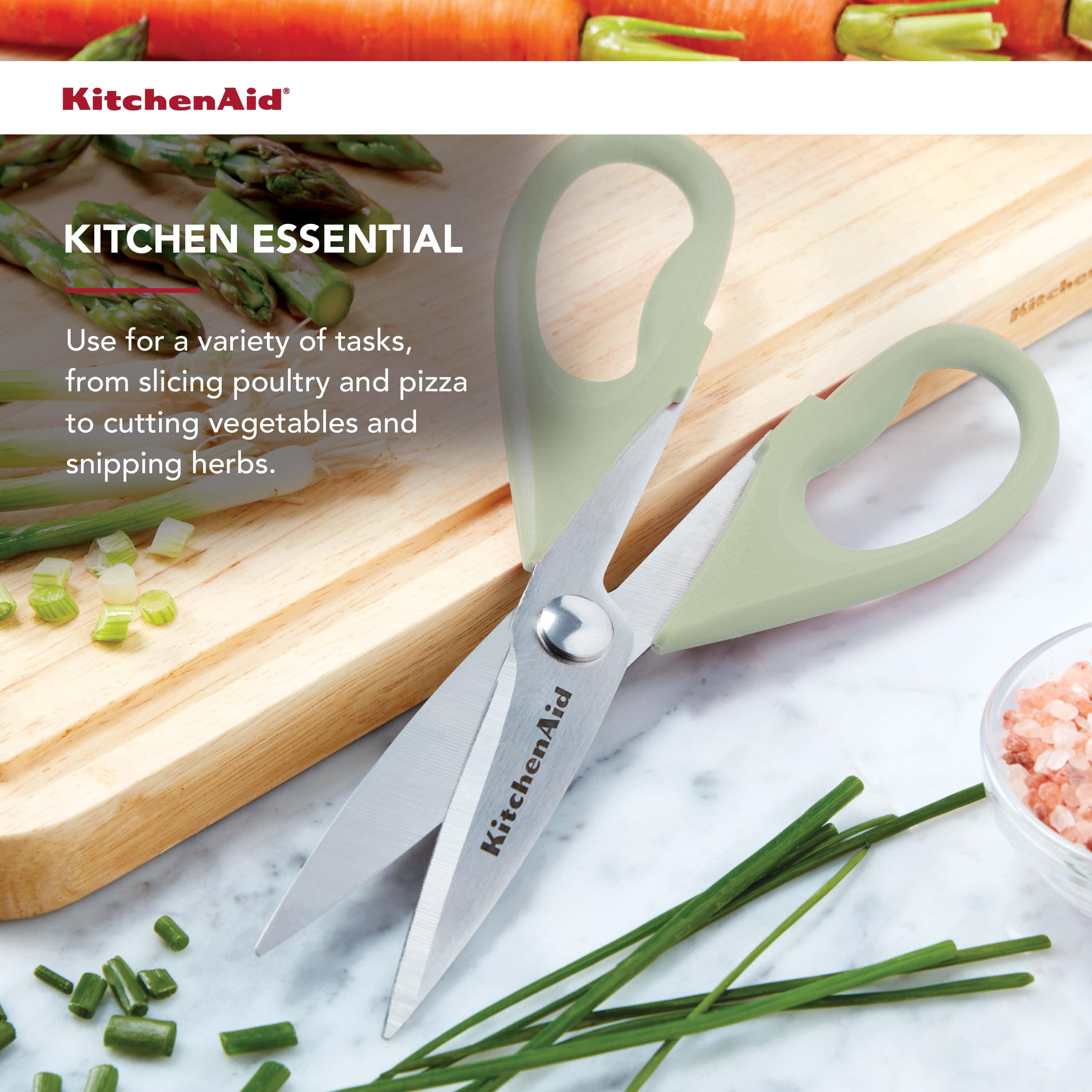 KitchenAid All Purpose Kitchen Shears with Protective Sheath for Everyday use, Dishwasher Safe Stainless Steel Scissors with Comfort Grip, 8.72-Inch, Pistachio - Image 3