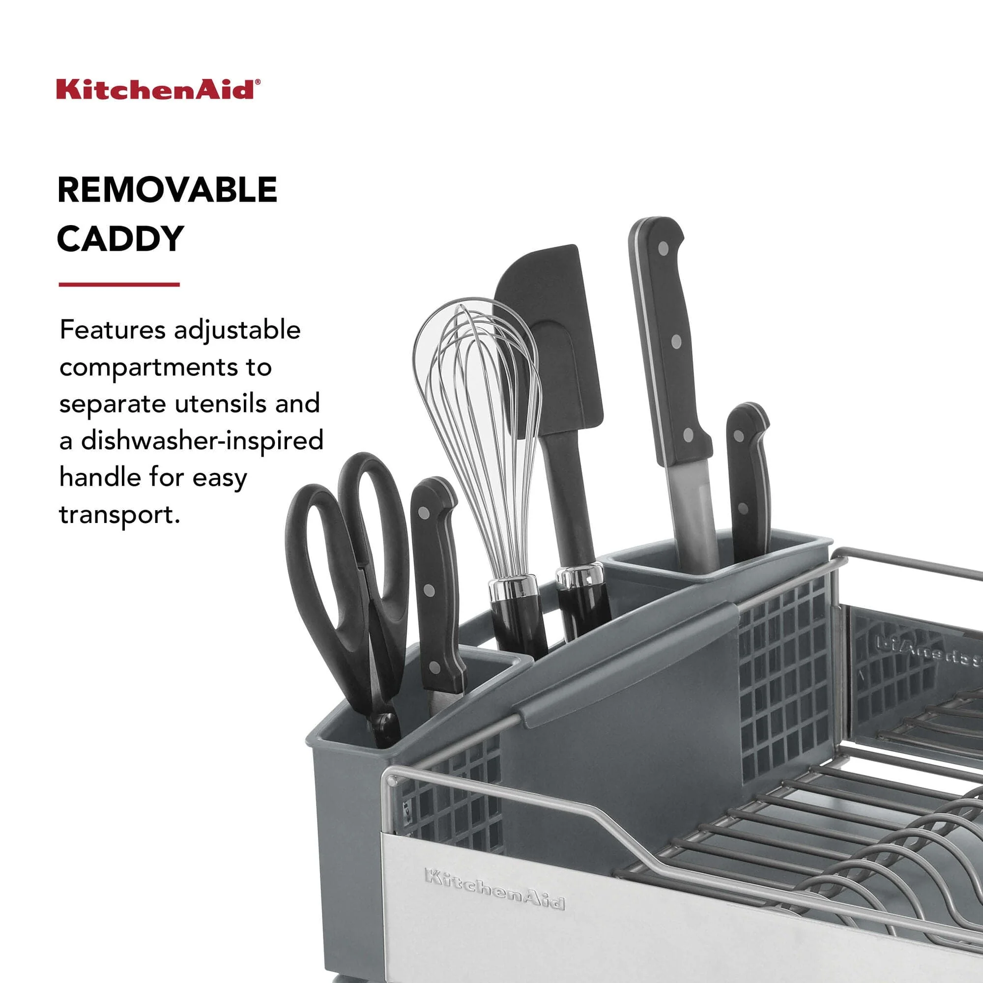 KitchenAid Full Size Dish Rack, Light Grey - Image 3