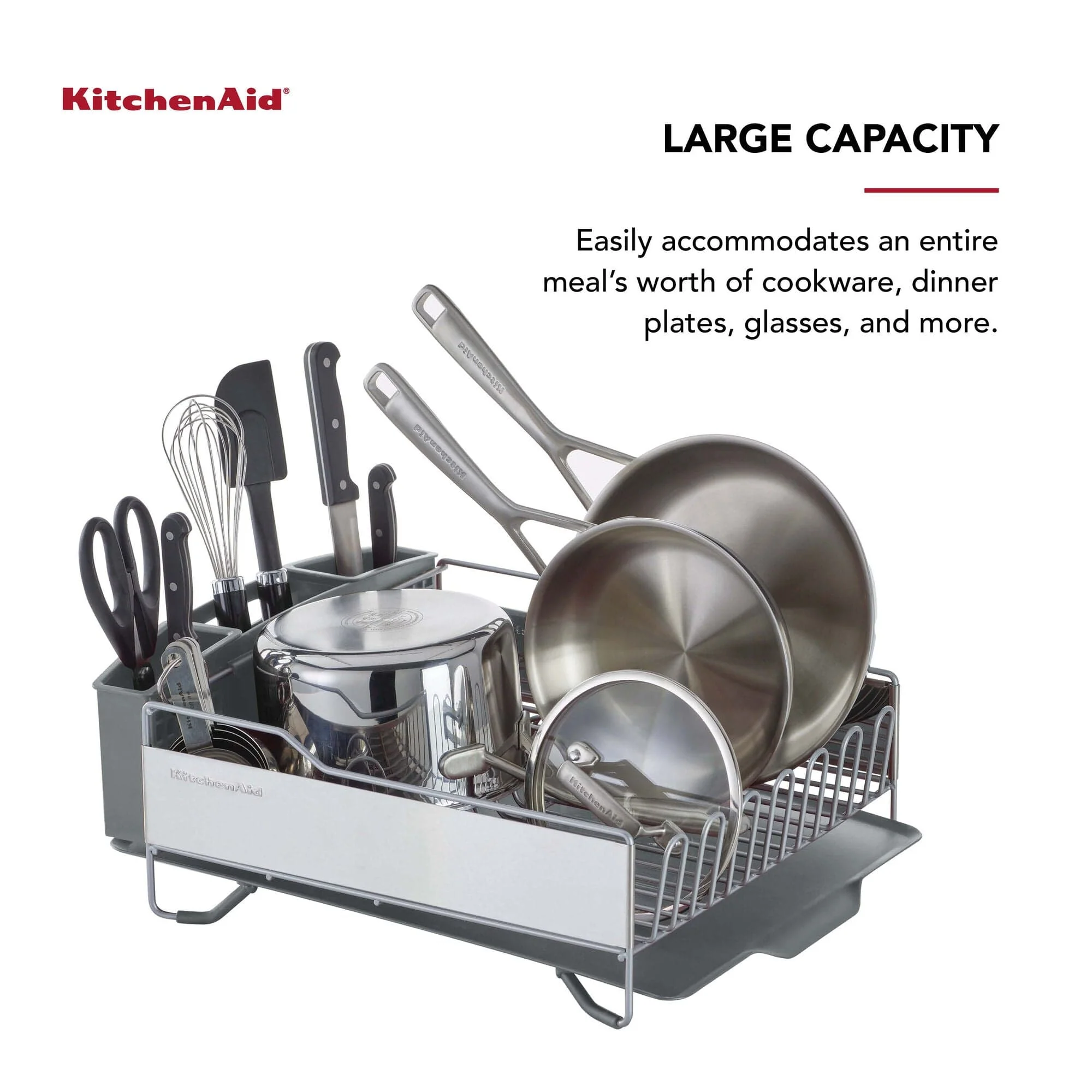 KitchenAid Full Size Dish Rack, Light Grey - Image 4