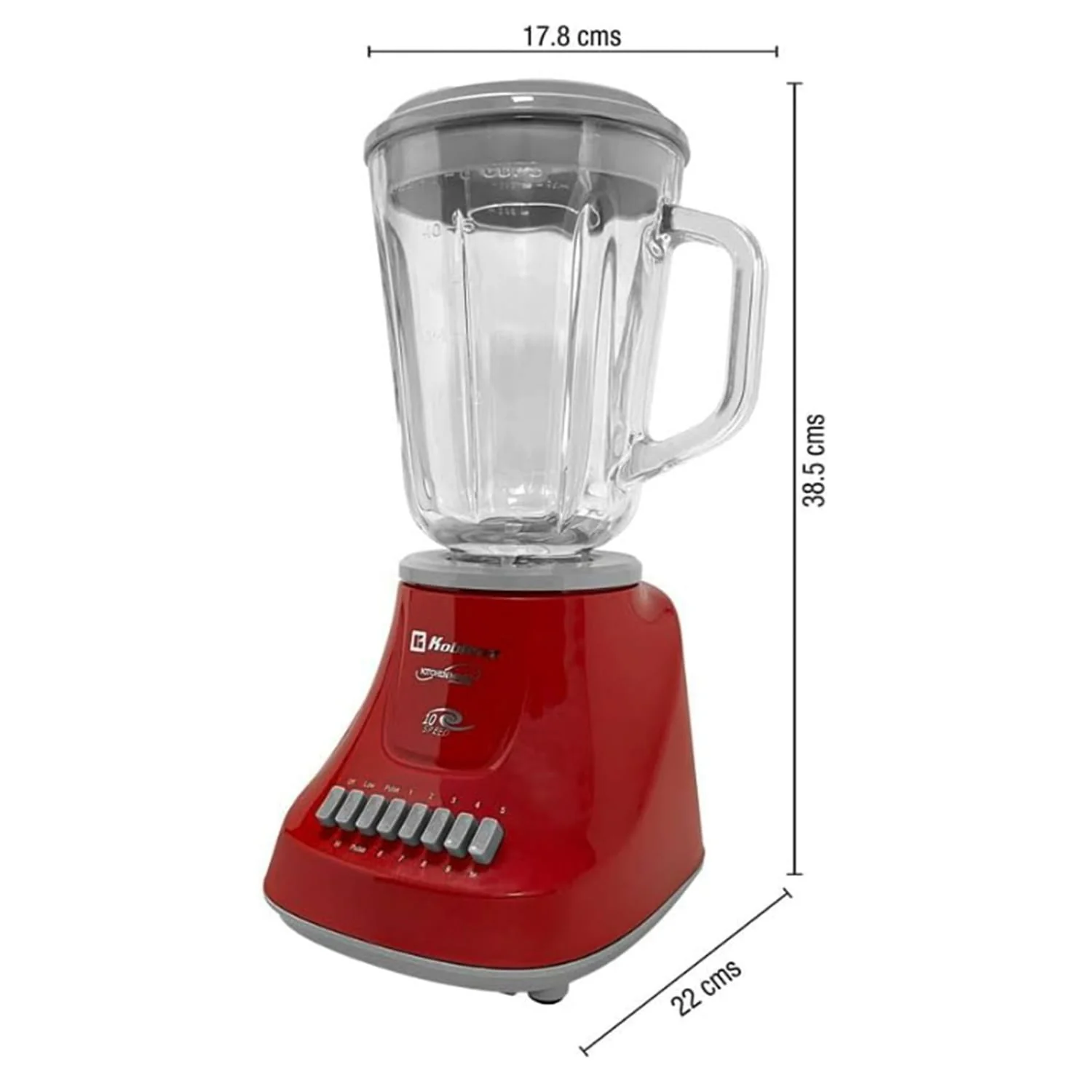 Koblenz Gourmet 500-Watt 10-Speed 50-Oz. Blender with Glass Jar, Red - Image 4