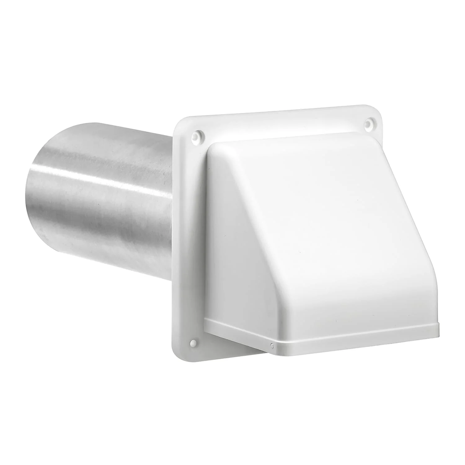Lambro 4-In. Plastic Wall Exhaust Hood Dryer Vent with Damper, Removable Screen, and 11-In. Pipe, No Interior Trim Plate, White, 224W-B - Image 2