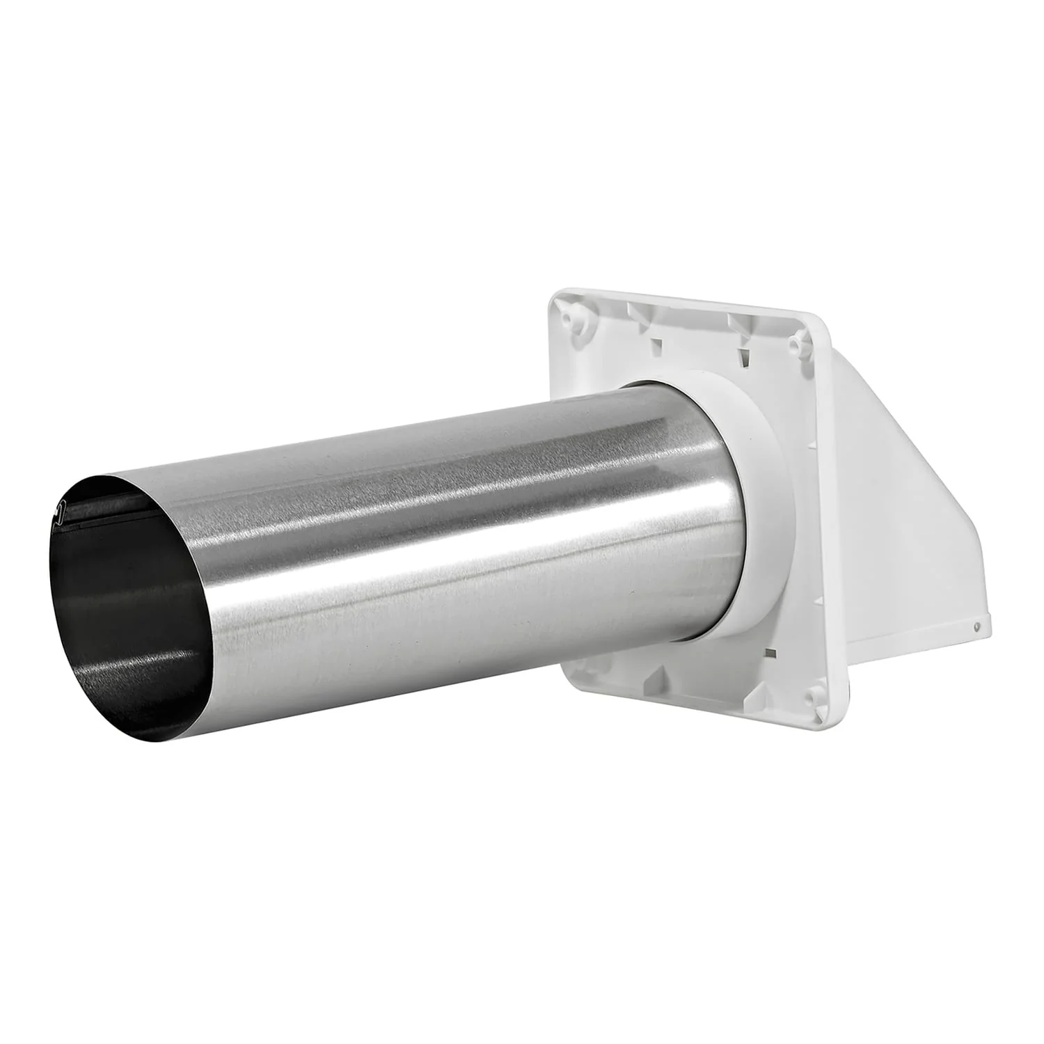 Lambro 4-In. Plastic Wall Exhaust Hood Dryer Vent with Damper, Removable Screen, and 11-In. Pipe, No Interior Trim Plate, White, 224W-B - Image 3