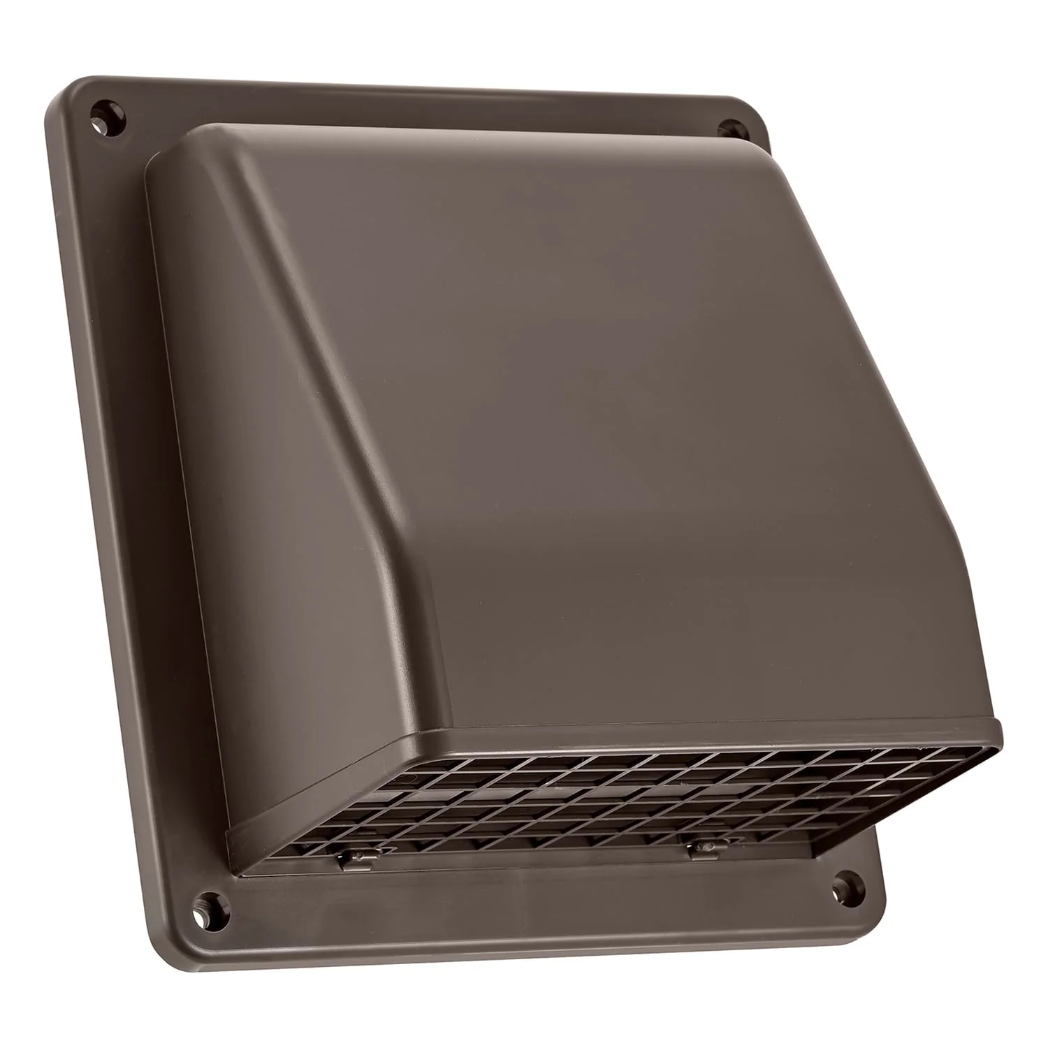 Lambro 6-In. Plastic Wall Exhaust or Air Intake Vent with Hinged Screen, Removable Damper, and 1.25-In. Collar, 3510, Brown