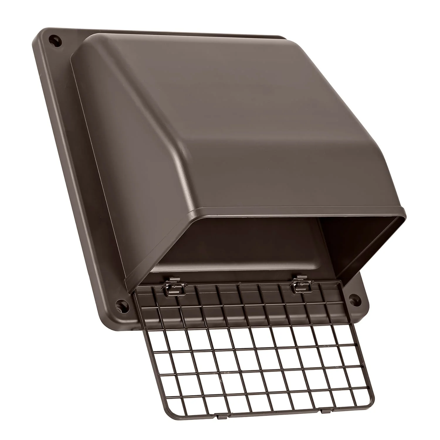 Lambro 6-In. Plastic Wall Exhaust or Air Intake Vent with Hinged Screen, Removable Damper, and 1.25-In. Collar, 3510, Brown - Image 4