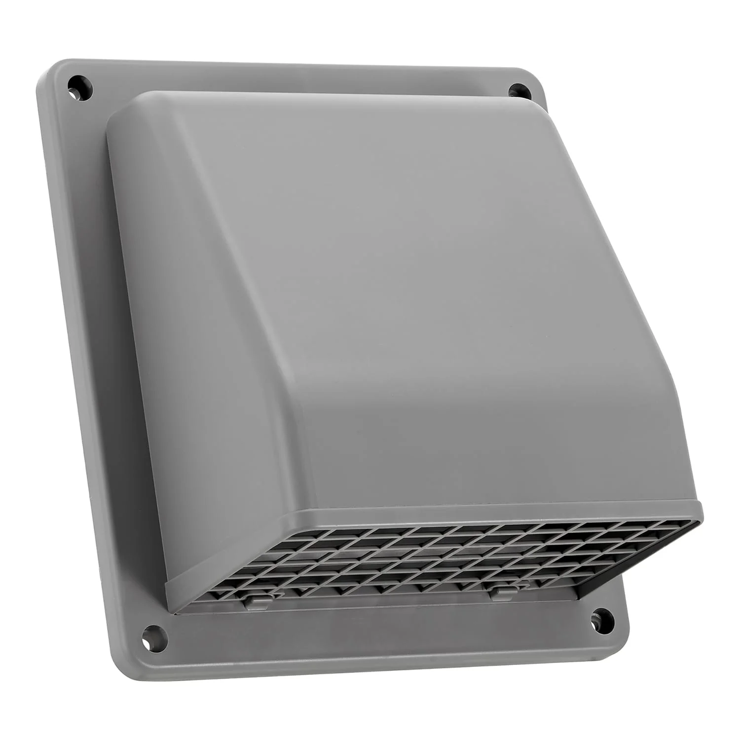 Lambro 6-In. Plastic Wall Exhaust or Air Intake Vent with Hinged Screen, Removable Damper, and 1.25-In. Collar, 3510, Gray