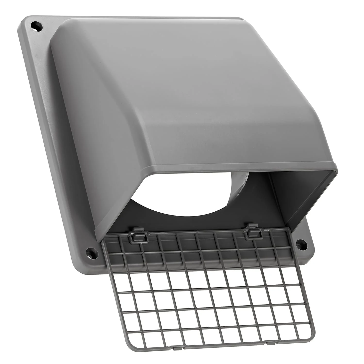 Lambro 6-In. Plastic Wall Exhaust or Air Intake Vent with Hinged Screen, Removable Damper, and 1.25-In. Collar, 3510, Gray - Image 4