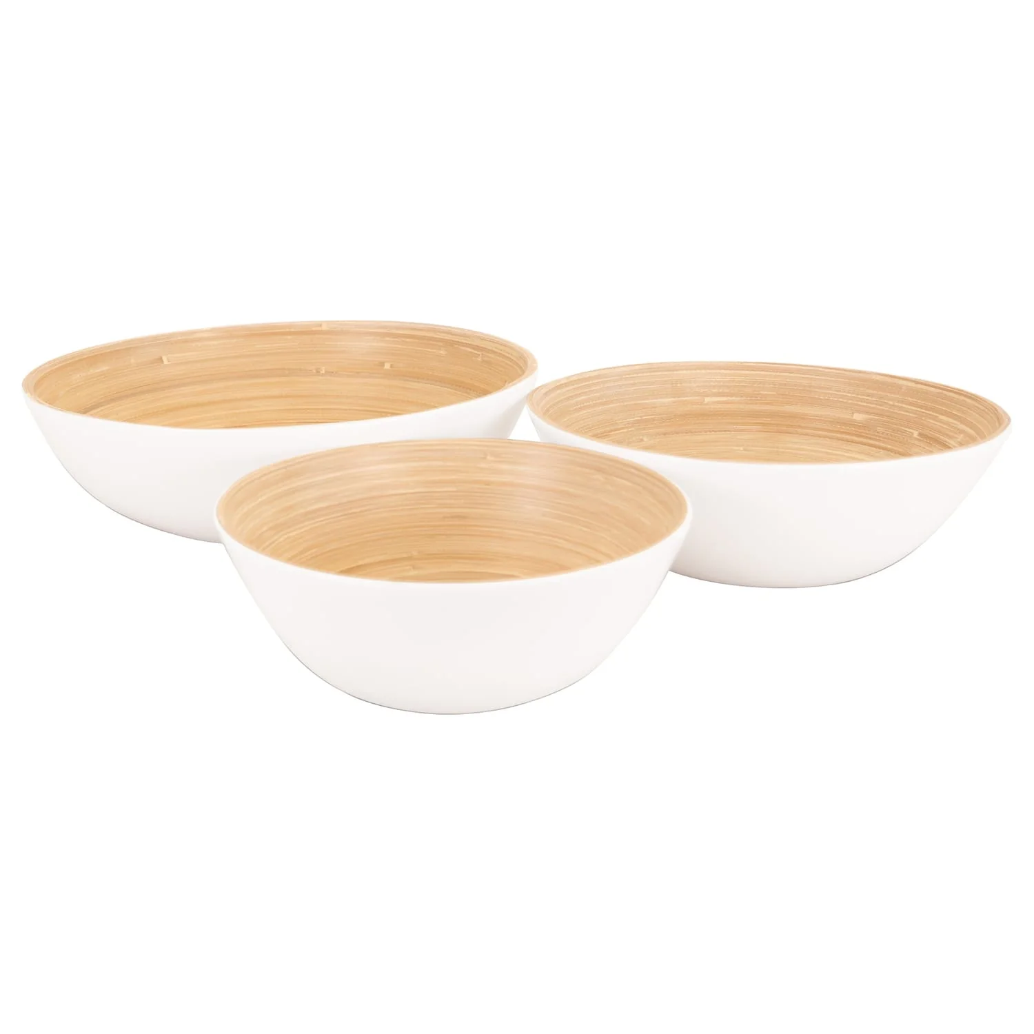 LEXA by Joyce Chen 3-Piece Bamboo Bowl Set with 12-In., 10-In., and 8-In. Bowls, White