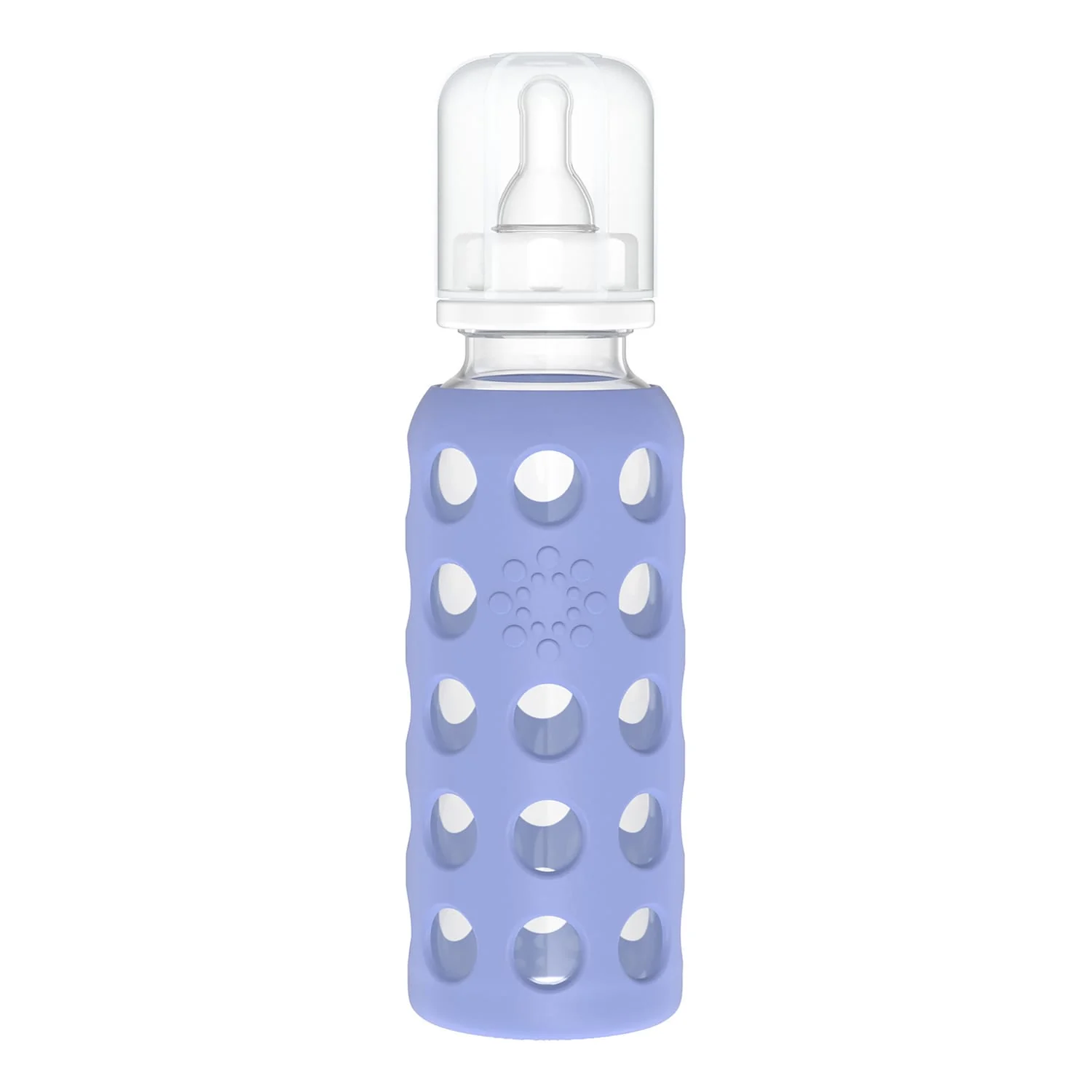 Lifefactory 9-Oz. Glass Baby Bottle with Silicone Sleeve, Stage 2 Nipple, Stopper, and Cap, Blueberry - Image 2