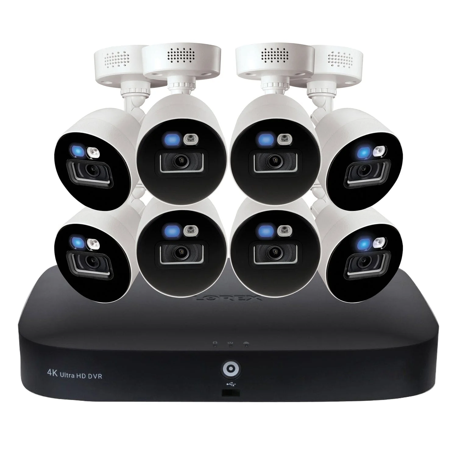 Lorex Fusion 4K 8.0-MP 20-Camera-Capable, 16 Wired, 4 Fusion Wi-Fi 2-TB DVR System with 8 Wired Smart Deterrence Cameras, D863A62B-8DA8