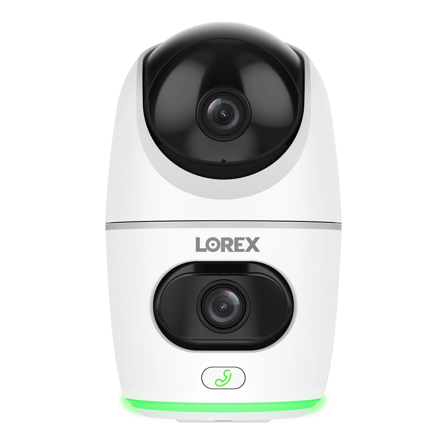 Lorex Wi-Fi 2K Dual-Lens Pan-Tilt-Digital Zoom Indoor Security Camera with Person and Animal Detection, White, W463AQD-E