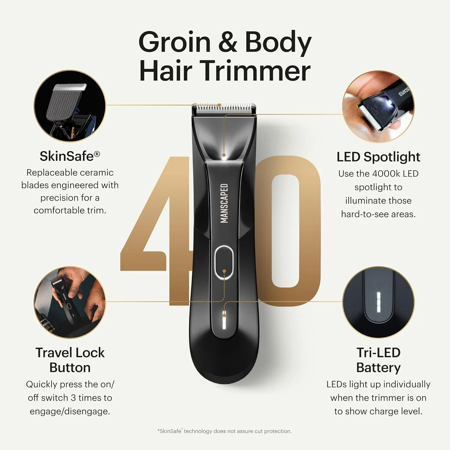 MANSCAPED The Lawn Mower 4.0 Electric Groin Hair Trimmer, Replaceable SkinSafe Ceramic Blades, Waterproof, Rechargeable - Image 2